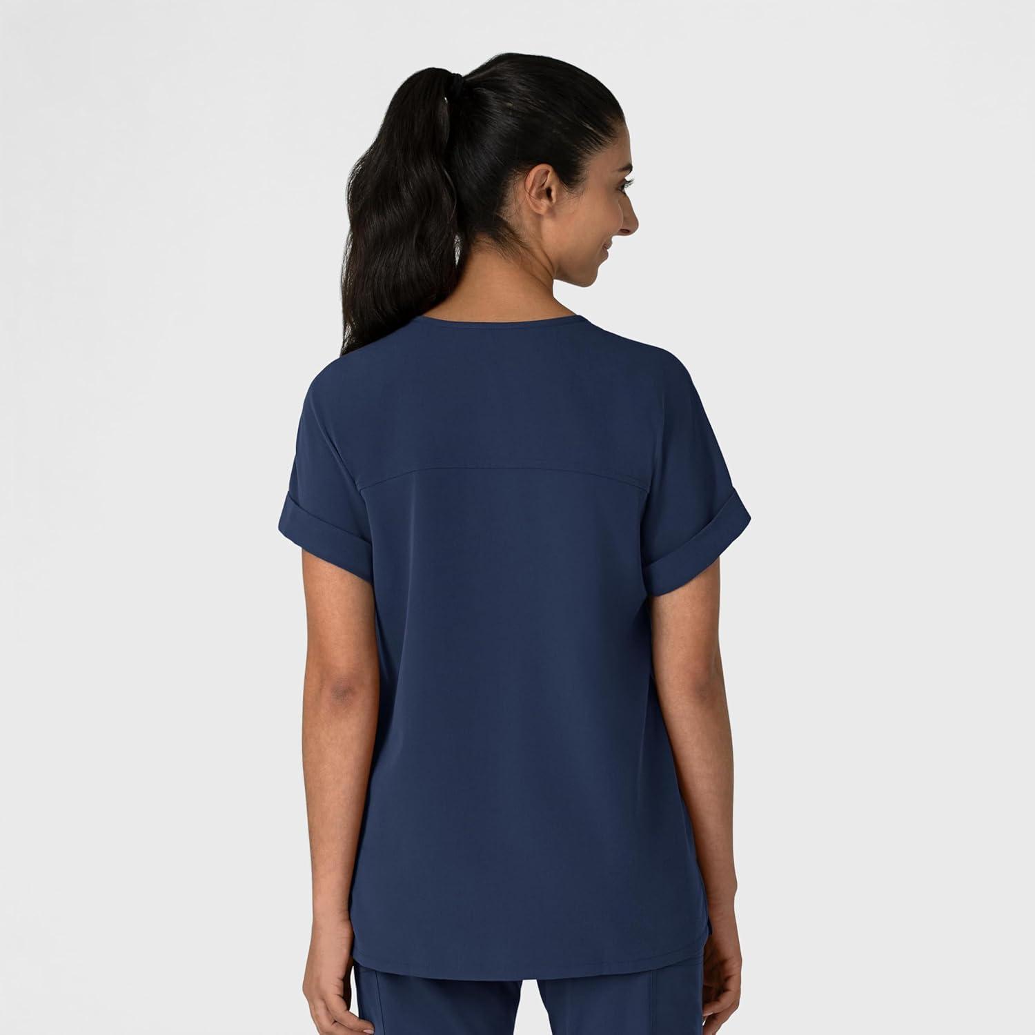 Wink Women’s Women’s Drop Shoulder Boxy Scrub Top(Navy)
