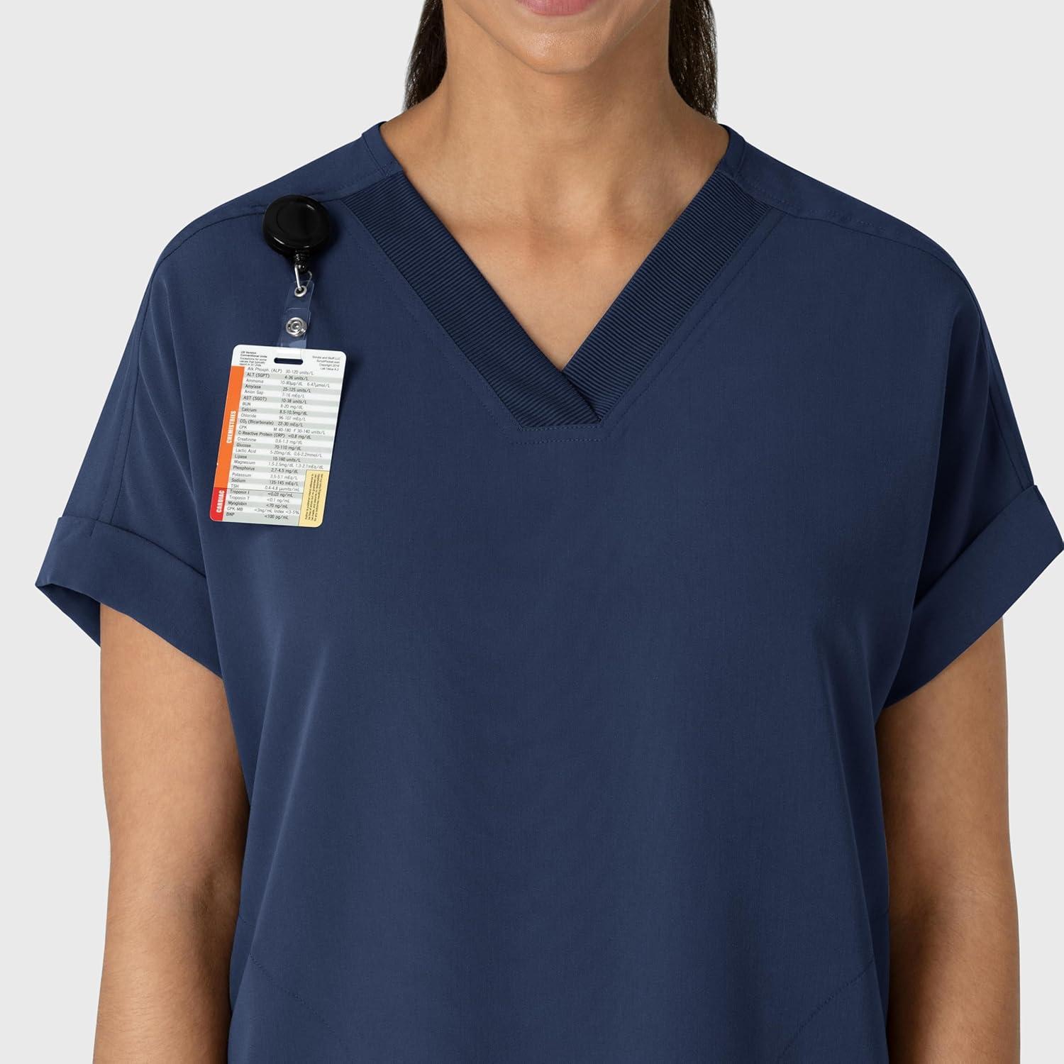 Wink Women’s Women’s Drop Shoulder Boxy Scrub Top(Navy)