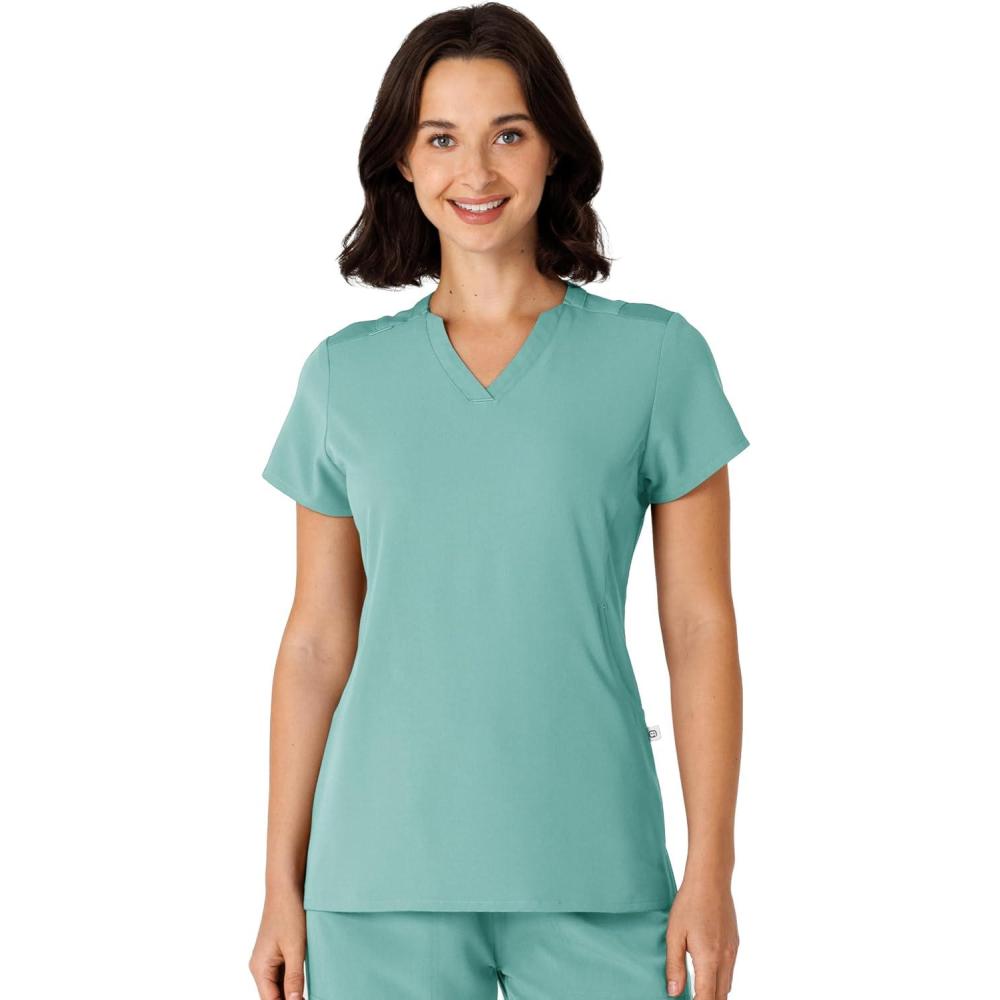 Wink Nova Women’s Flex-n-Reach Shoulder Panel V-Neck Scrub Top – Turquoise, XL