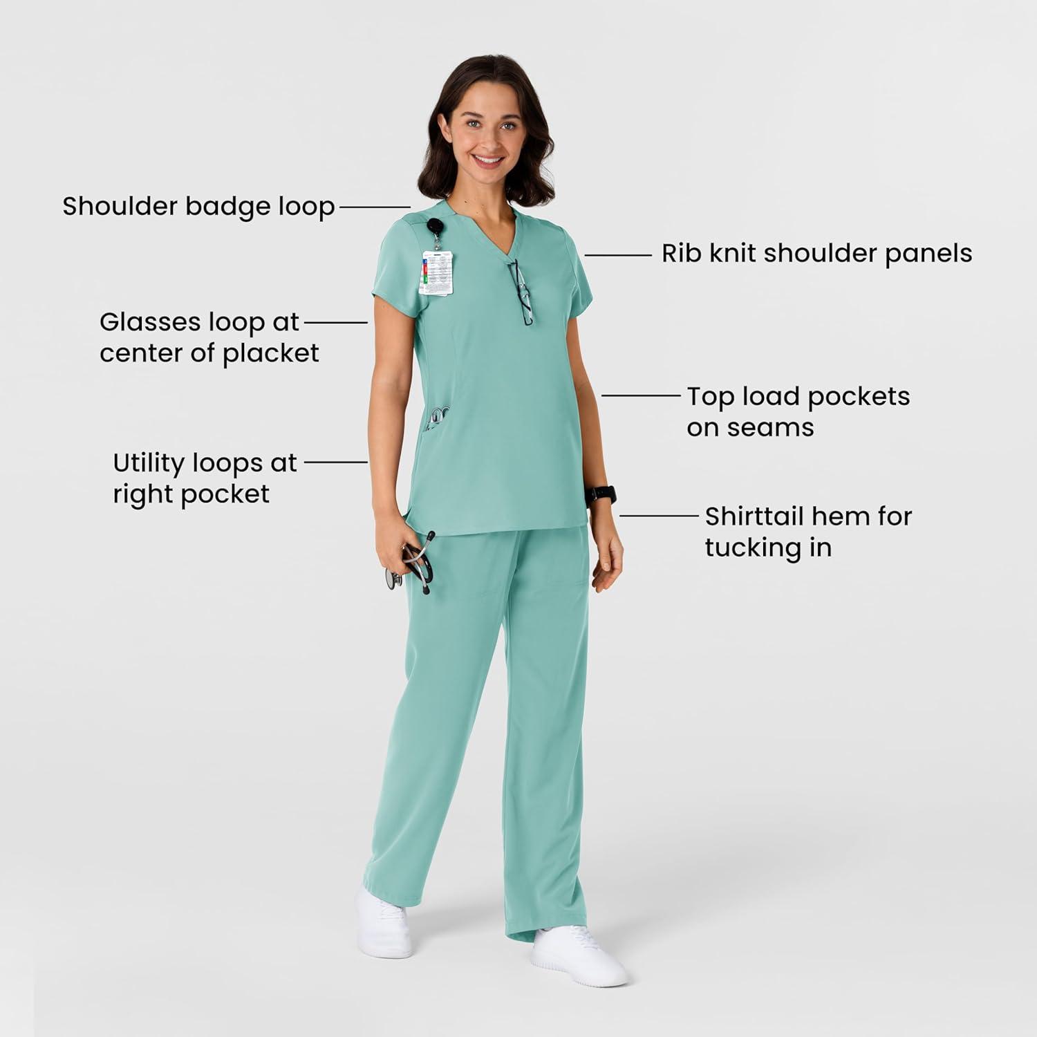 Wink Nova Women’s Flex-n-Reach Shoulder Panel V-Neck Scrub Top – Turquoise, XL