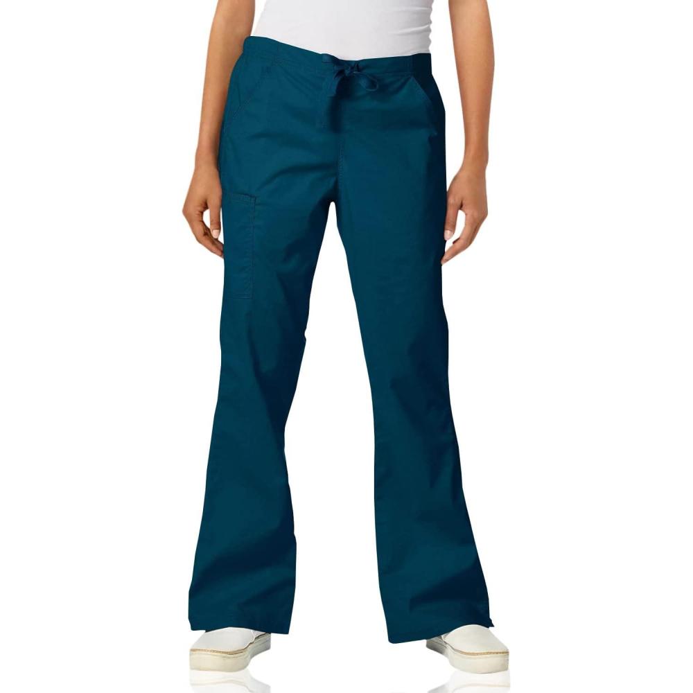 WonderWink Womens Grace Flare Leg Cargo PantMedical Scrubs Pants(Caribbean Solid)