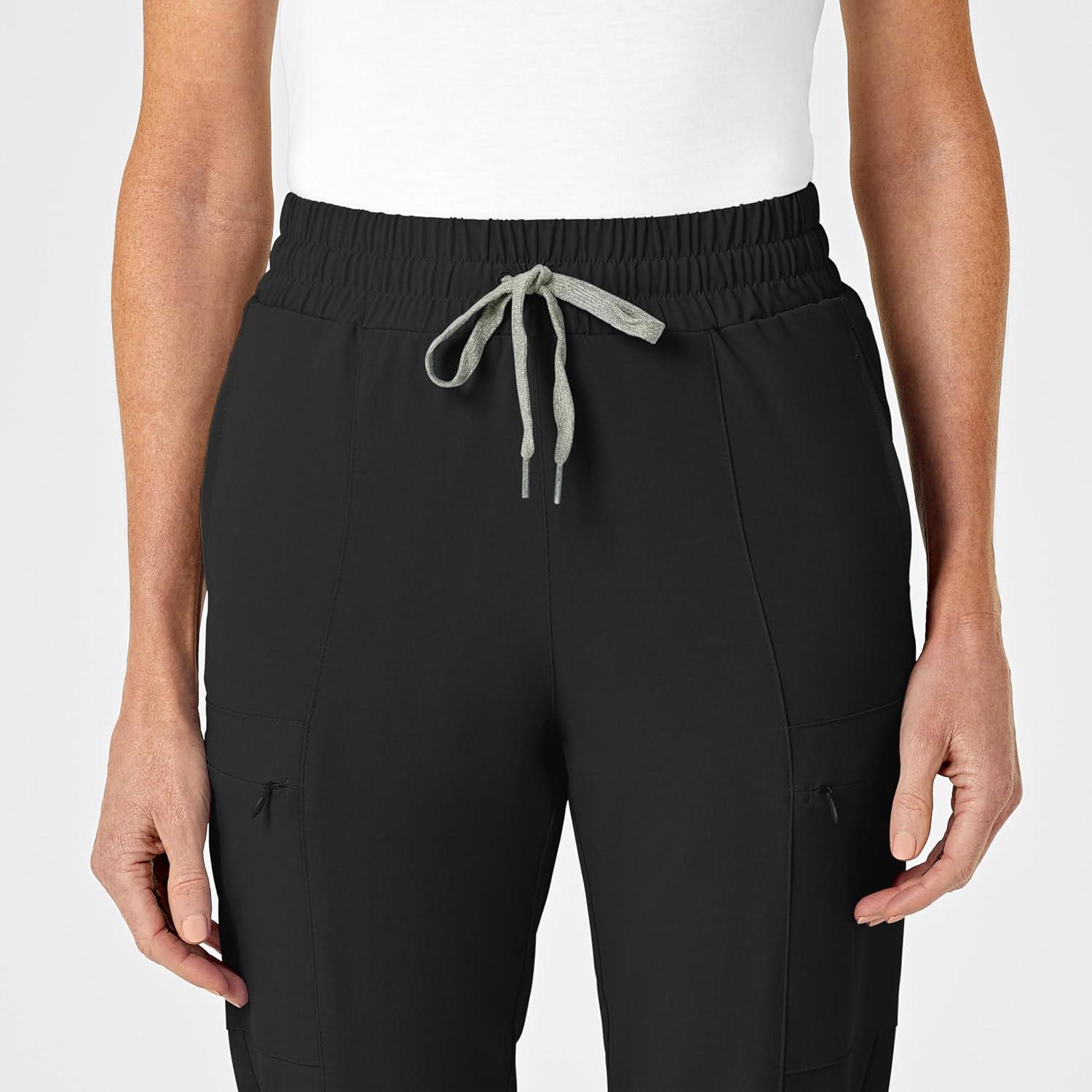 Wink Scrubs for Women, Renew, High-Waist Slim-Leg Pants with Drawstring and 5 Pockets(Black)