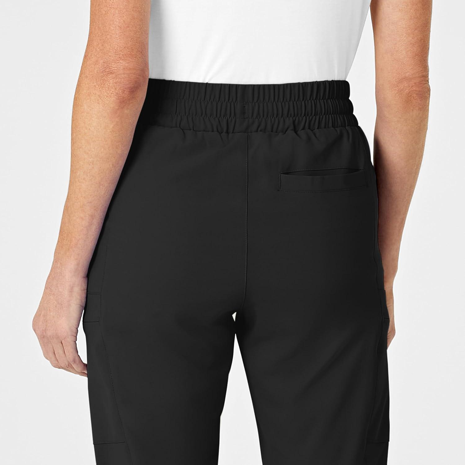 Wink Scrubs for Women, Renew, High-Waist Slim-Leg Pants with Drawstring and 5 Pockets(Black)
