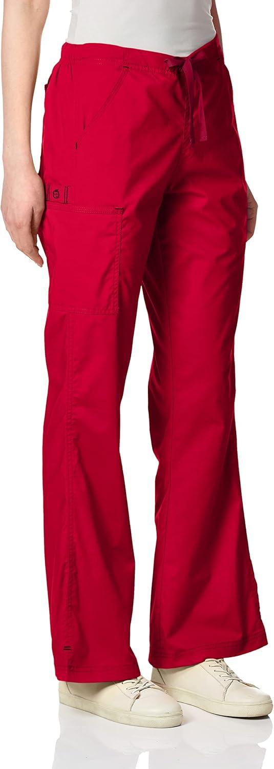 WonderWink Womens Grace Flare Leg Cargo PantMedical Scrubs Pants(Crimson)