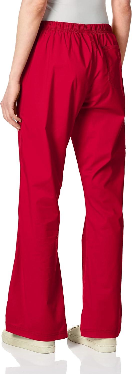WonderWink Womens Grace Flare Leg Cargo PantMedical Scrubs Pants(Crimson)