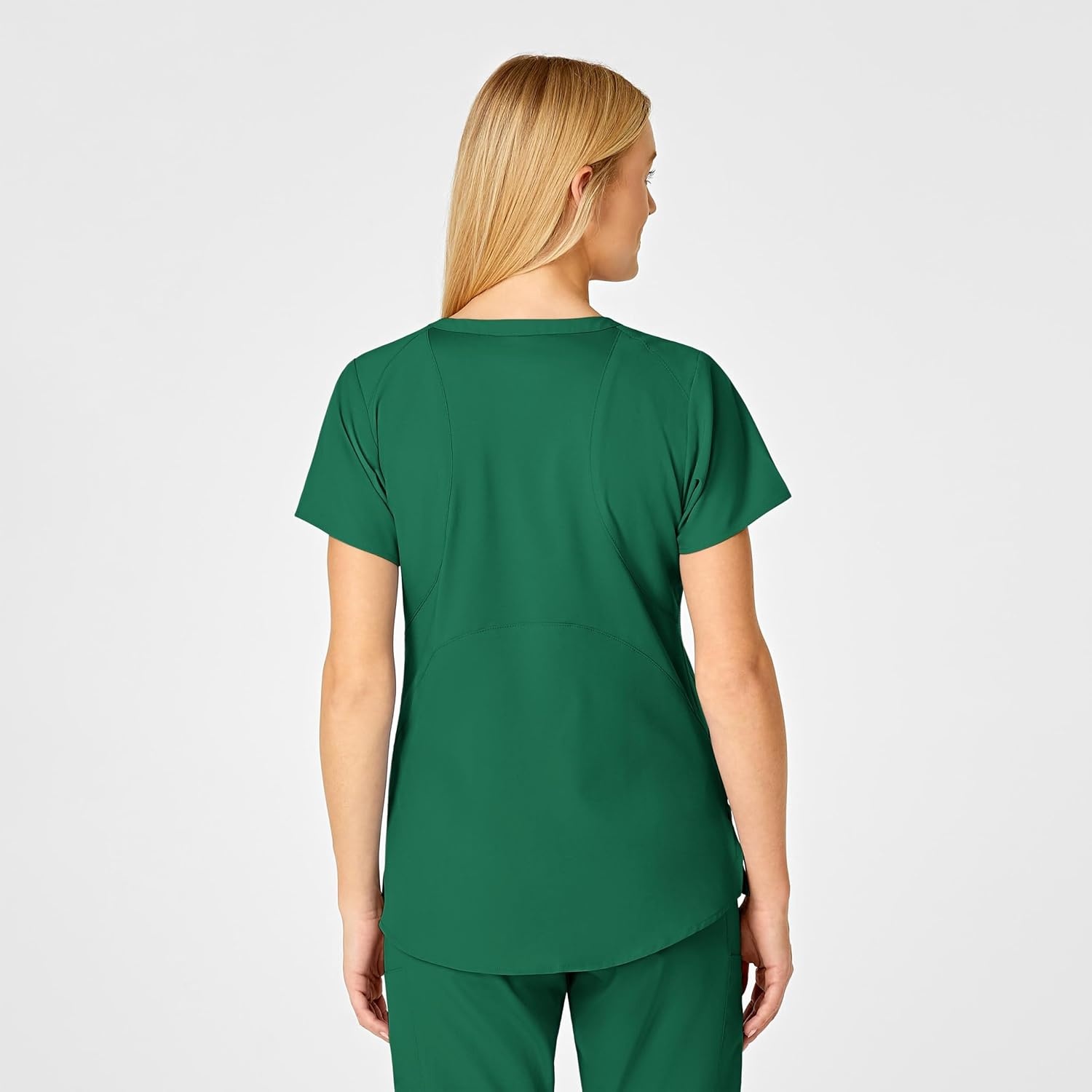WINK Scrubs for Women, W123, Stylized V-Neck Tops with 5 Pockets(Hunter Green)