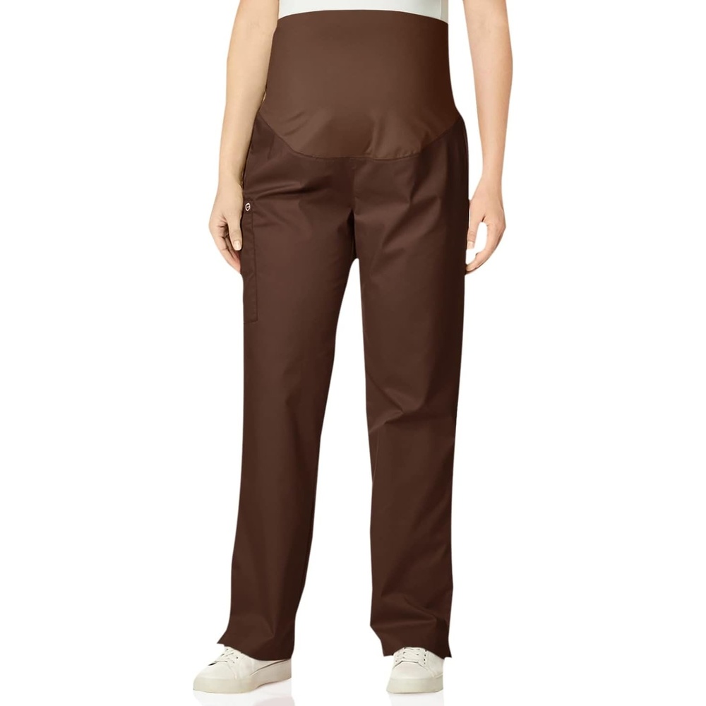WonderWink Women’s Wonderwork Scrubs for Maternity Cargo Scrub Pants(Chocolate)