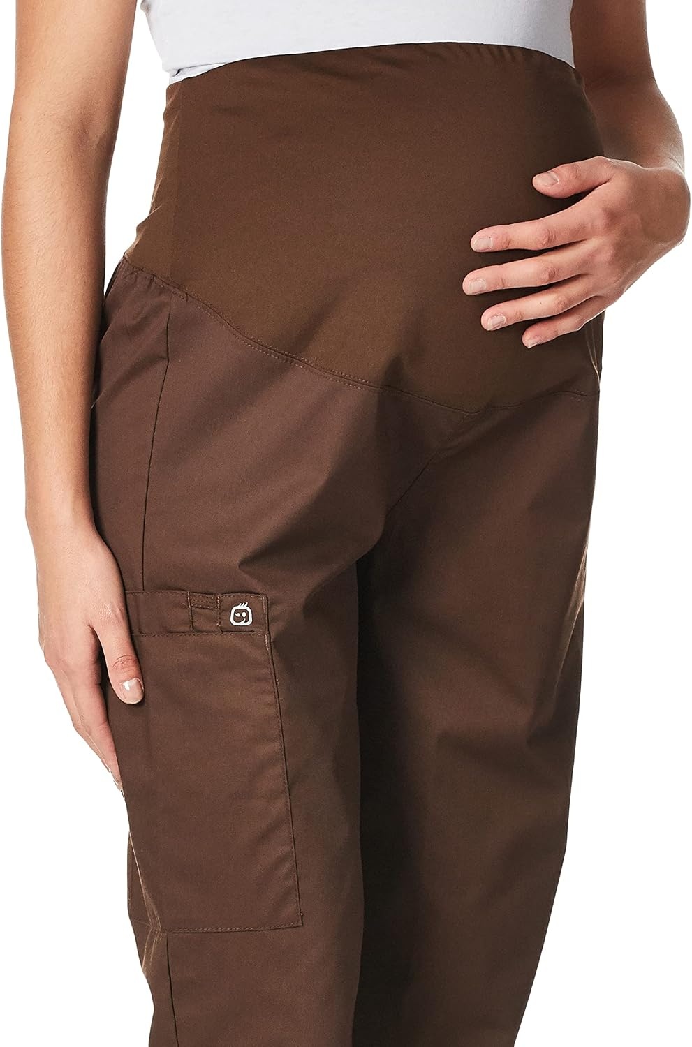 WonderWink Women’s Wonderwork Scrubs for Maternity Cargo Scrub Pants(Chocolate)