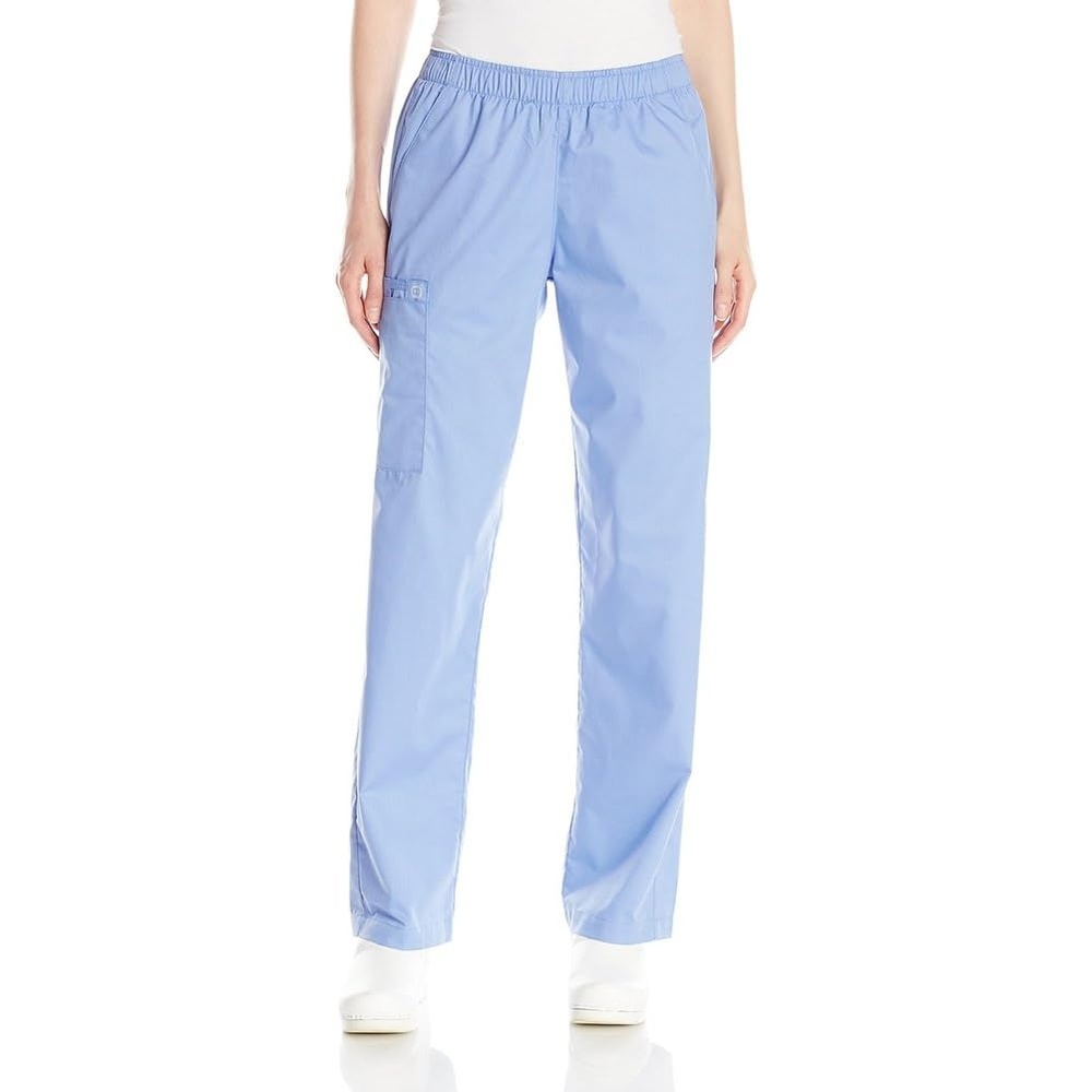 Wink Scrubs for Women, Boundless, Classic Wide Leg Cargo Pants with Full Drawstring and 8 Pockets(Ceil Blue)