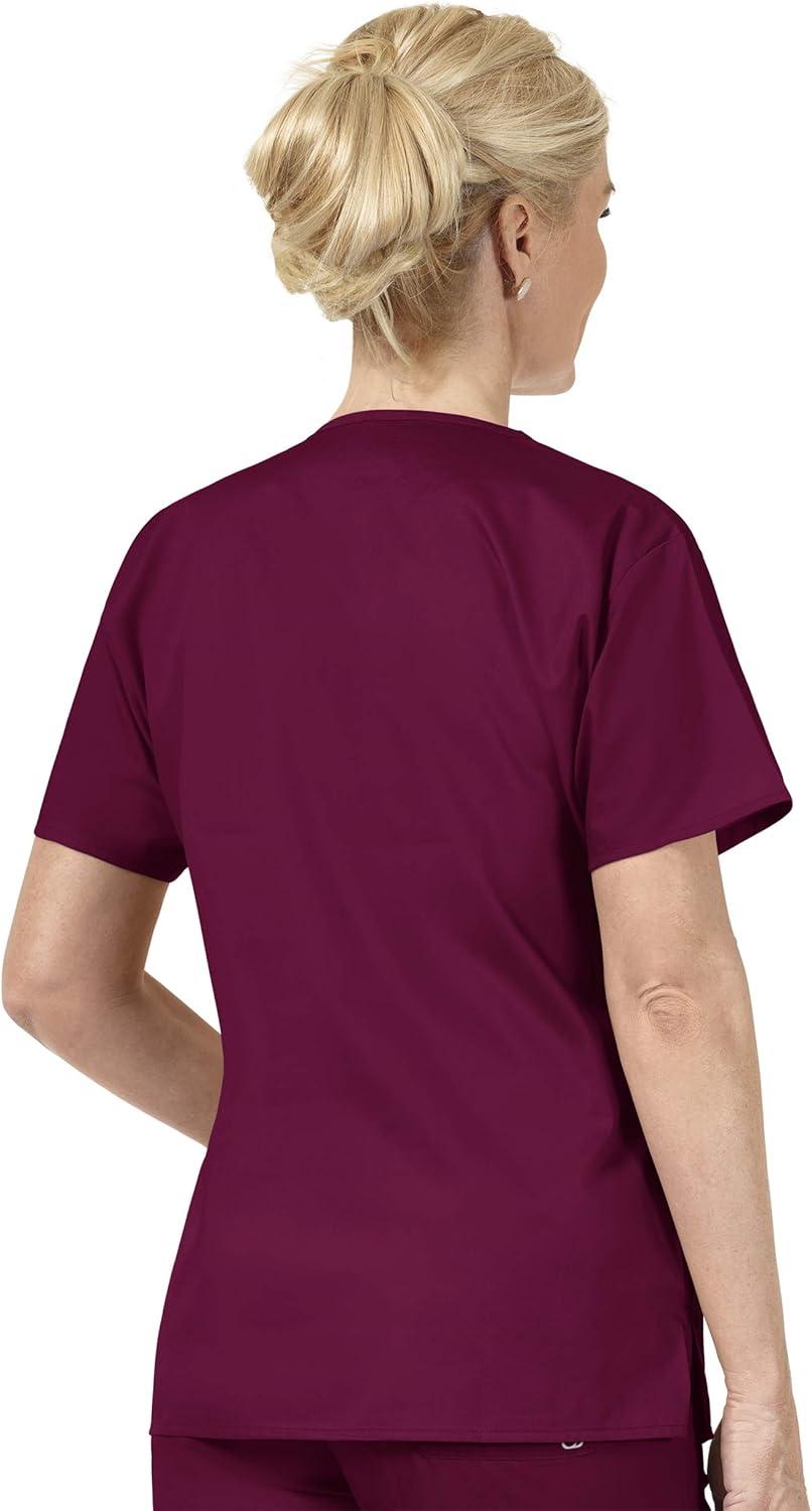 WonderWink WORK Women’s Scrubs V-Neck Chest Pocket Top & Pull On Cargo Pant Set + Badge Reel(Ceil Blue)