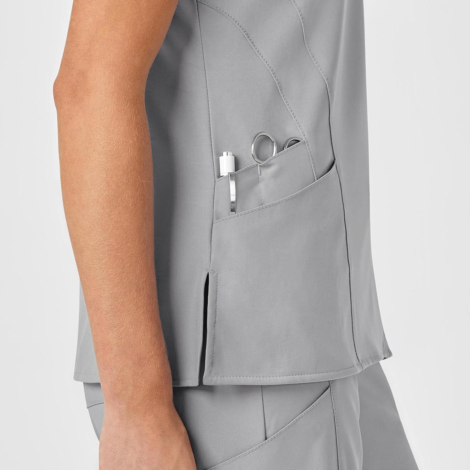 Wink Women’s Women’s Stylized V-Neck Scrub Top(Grey)