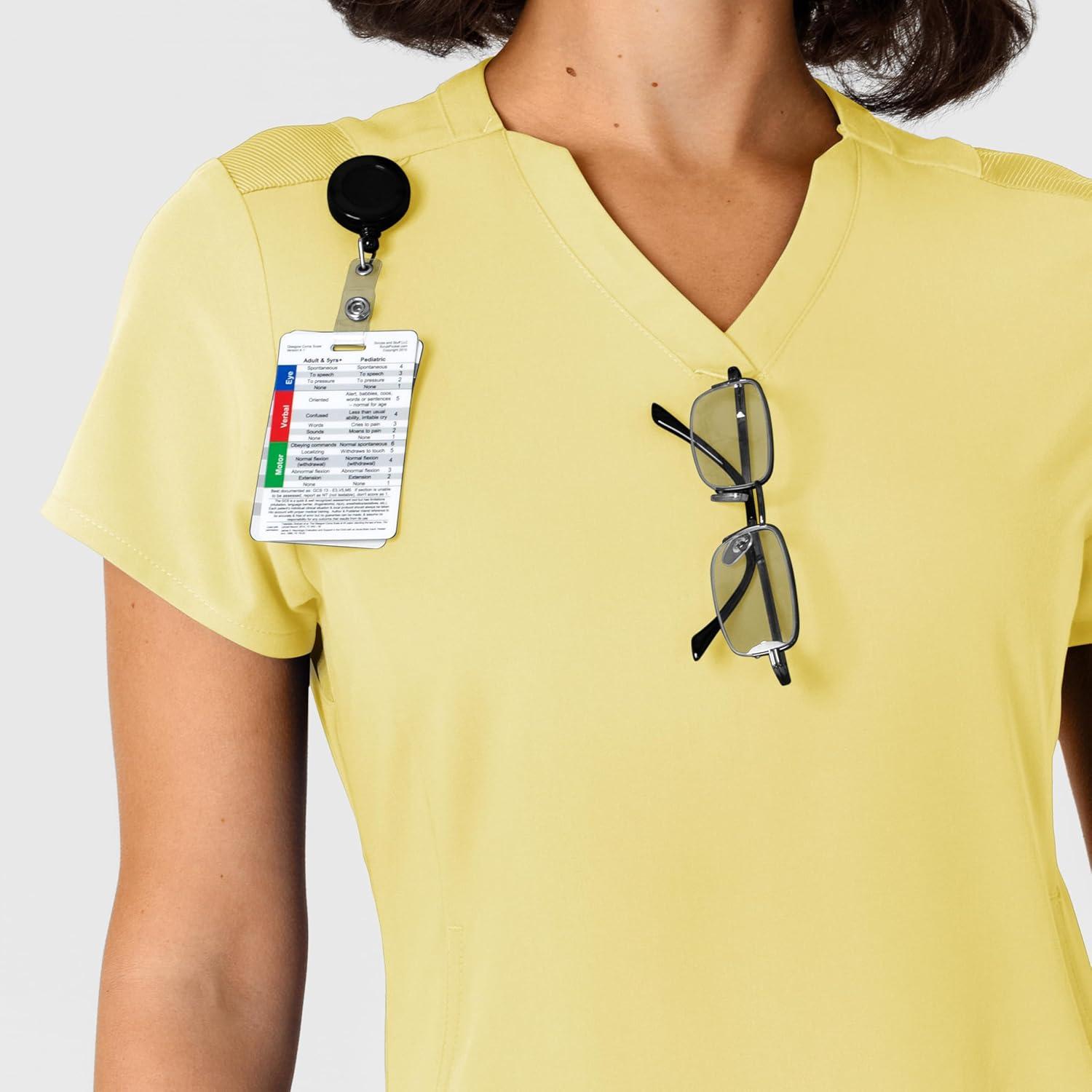 Wink Nova Women’s Flex-n-Reach Shoulder Panel V-Neck Scrub Top – Sunshine Yellow, S