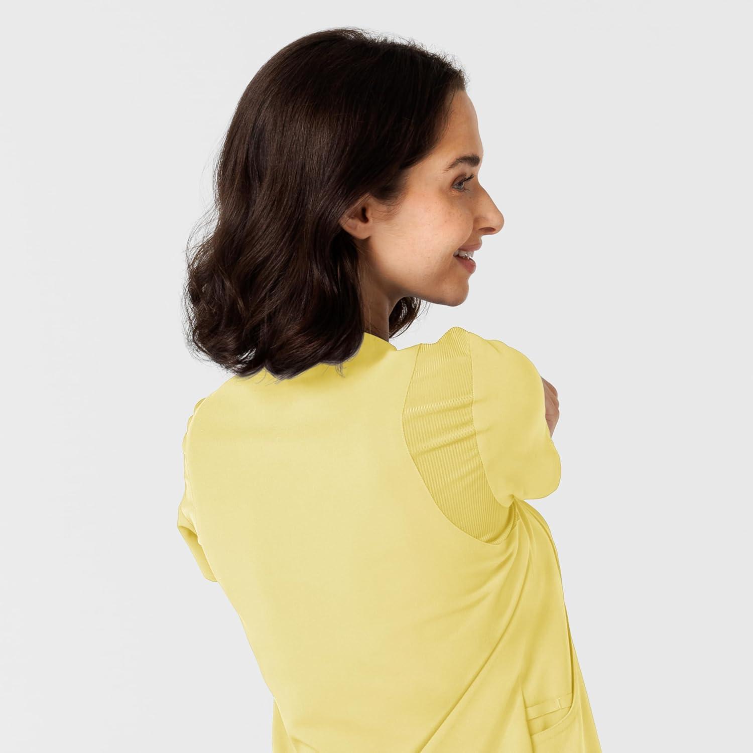 Wink Nova Women’s Flex-n-Reach Shoulder Panel V-Neck Scrub Top – Sunshine Yellow, S