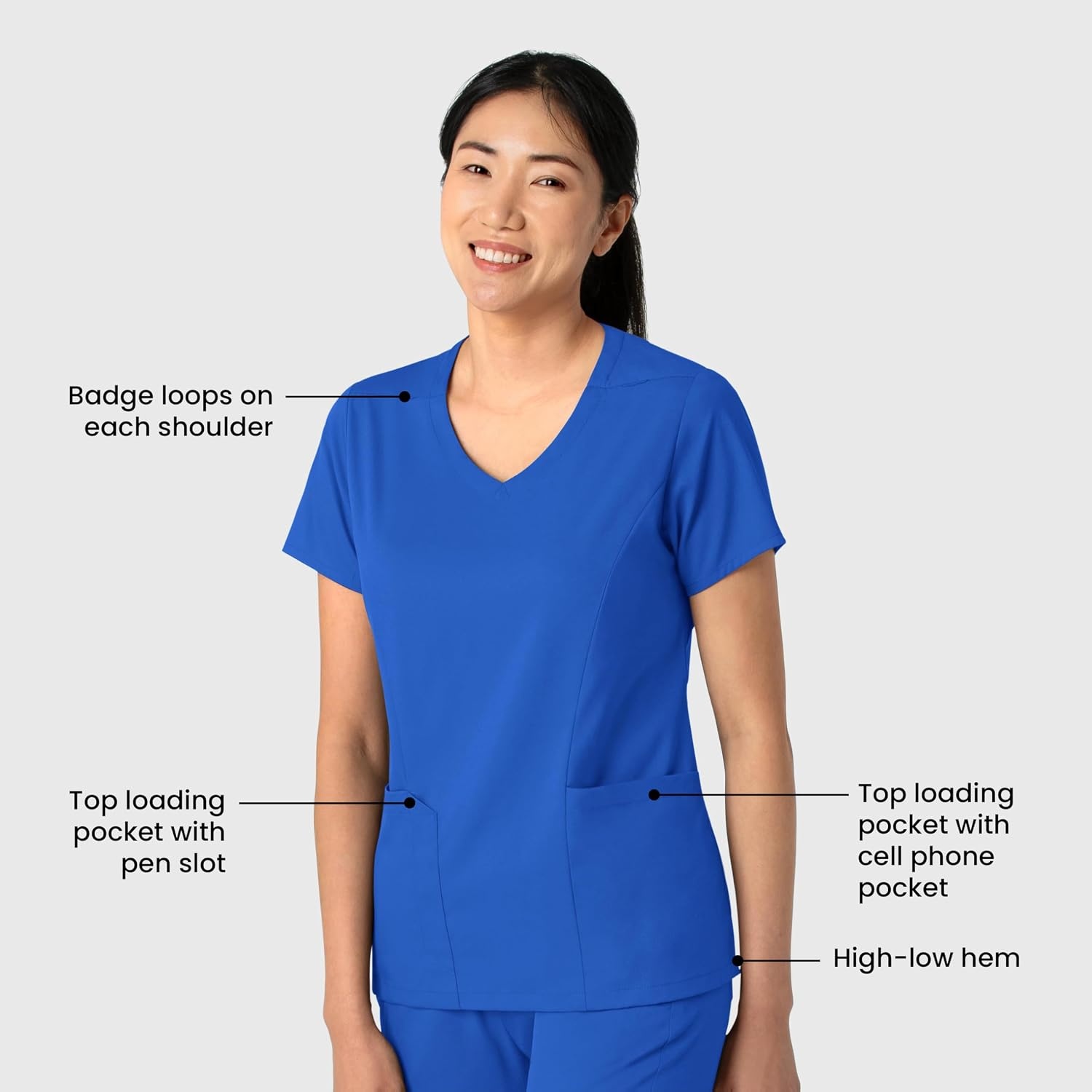 Wink Boundless Women’s 2-Pocket V-Neck Scrub Top(Royal)