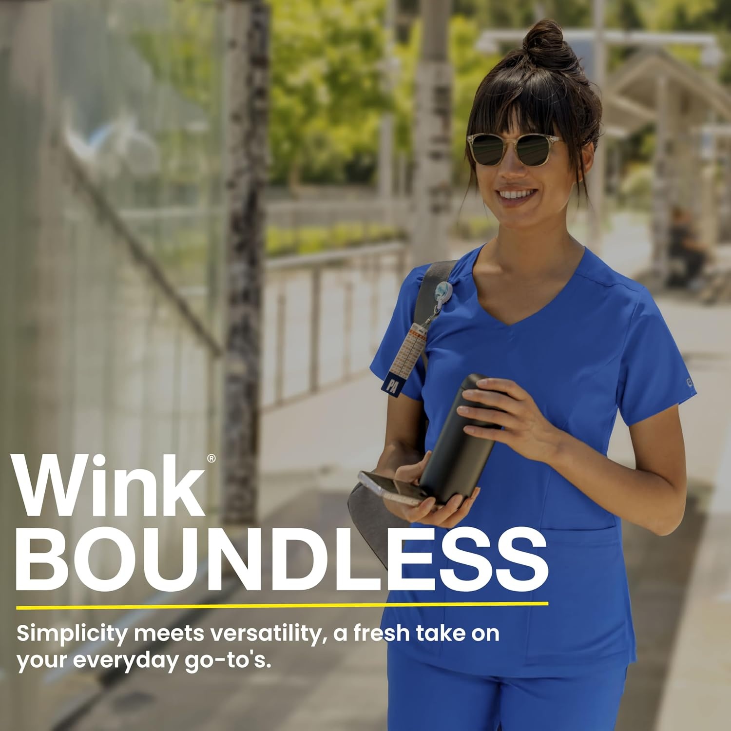 Wink Boundless Women’s 2-Pocket V-Neck Scrub Top(Royal)