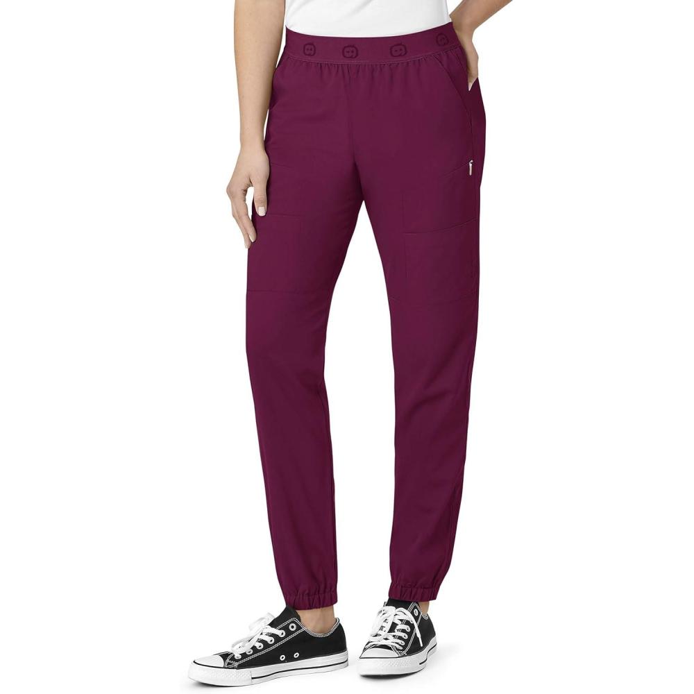 WonderWink Womens Slim Cargo Jogger Pant(Wine)