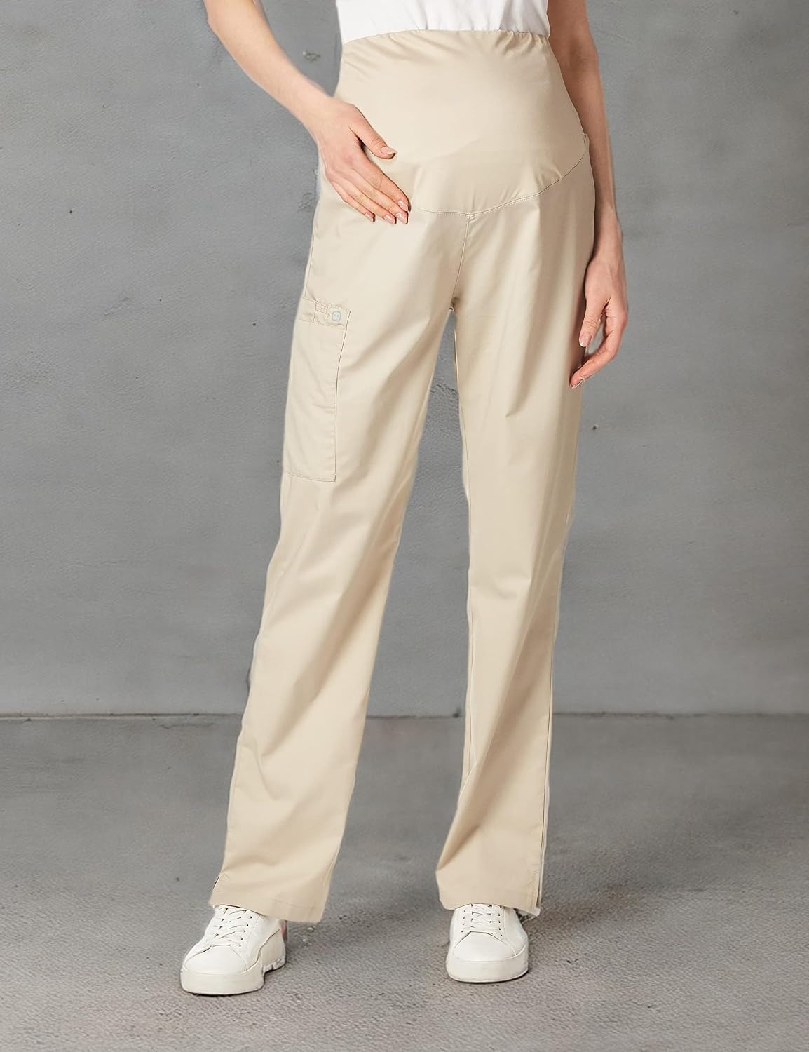 WonderWink Women’s Wonderwork Scrubs for Maternity Cargo Scrub Pants(Khaki)