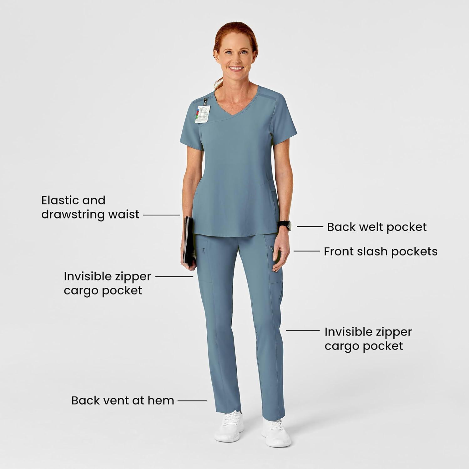 Wink Scrubs for Women, Renew, High-Waist Slim-Leg Pants with Drawstring and 5 Pockets(Elemental Blue)