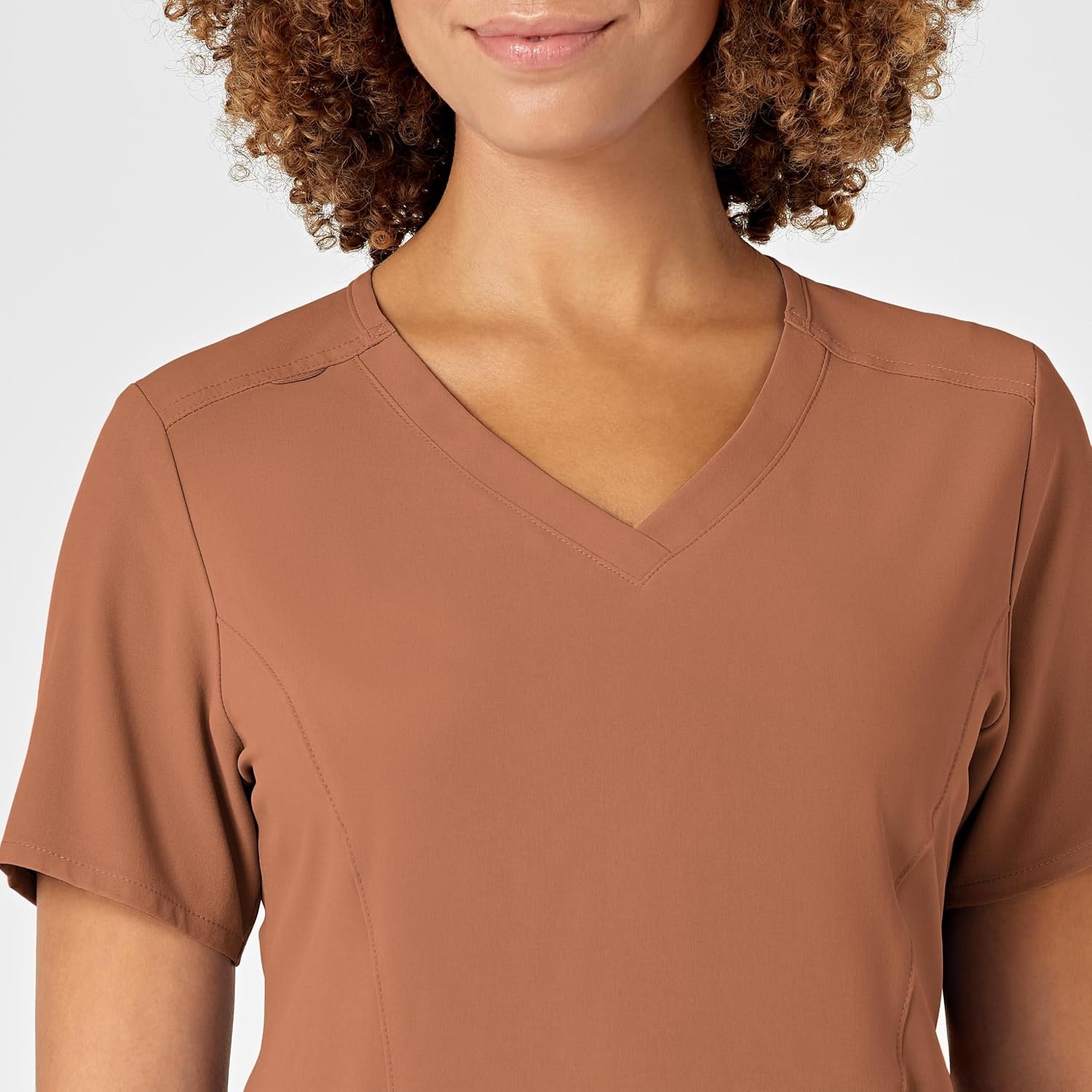 WonderWink Renew Women’s V-Neck Scrub Top, Clay, 1X