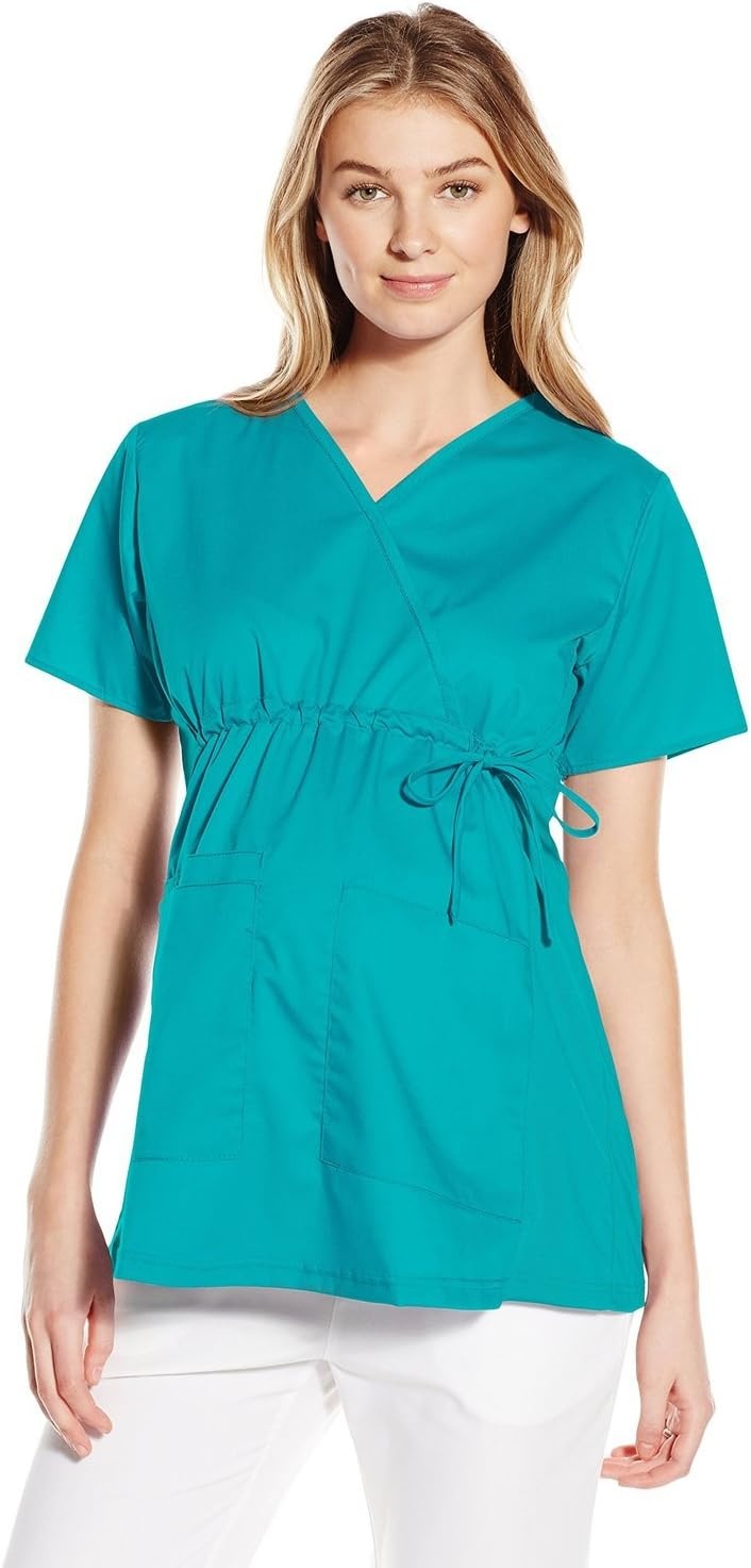 Wink WonderWORK Scrubs for Maternity Mock Wrap Scrub Tops