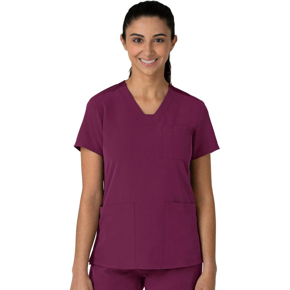 Wink Women’s Women’s Flex-n-Reach V-Neck Scrub Top(Wine)