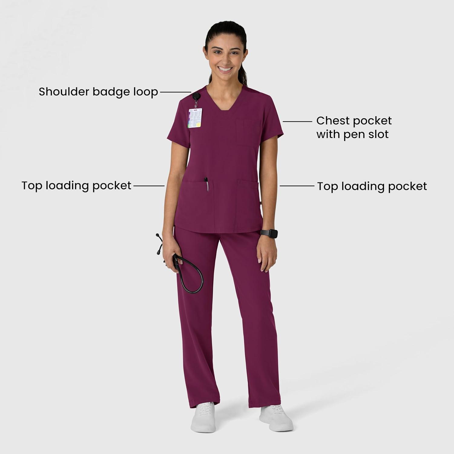 Wink Women’s Women’s Flex-n-Reach V-Neck Scrub Top(Wine)