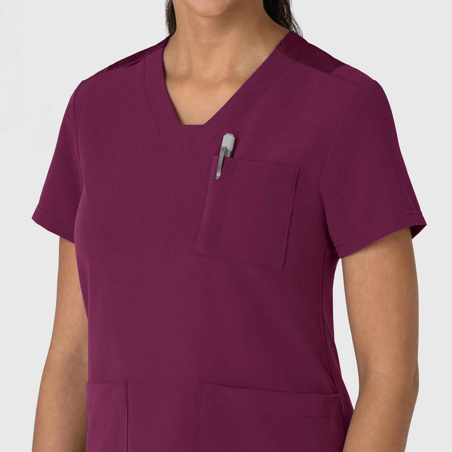 Wink Women’s Women’s Flex-n-Reach V-Neck Scrub Top(Wine)