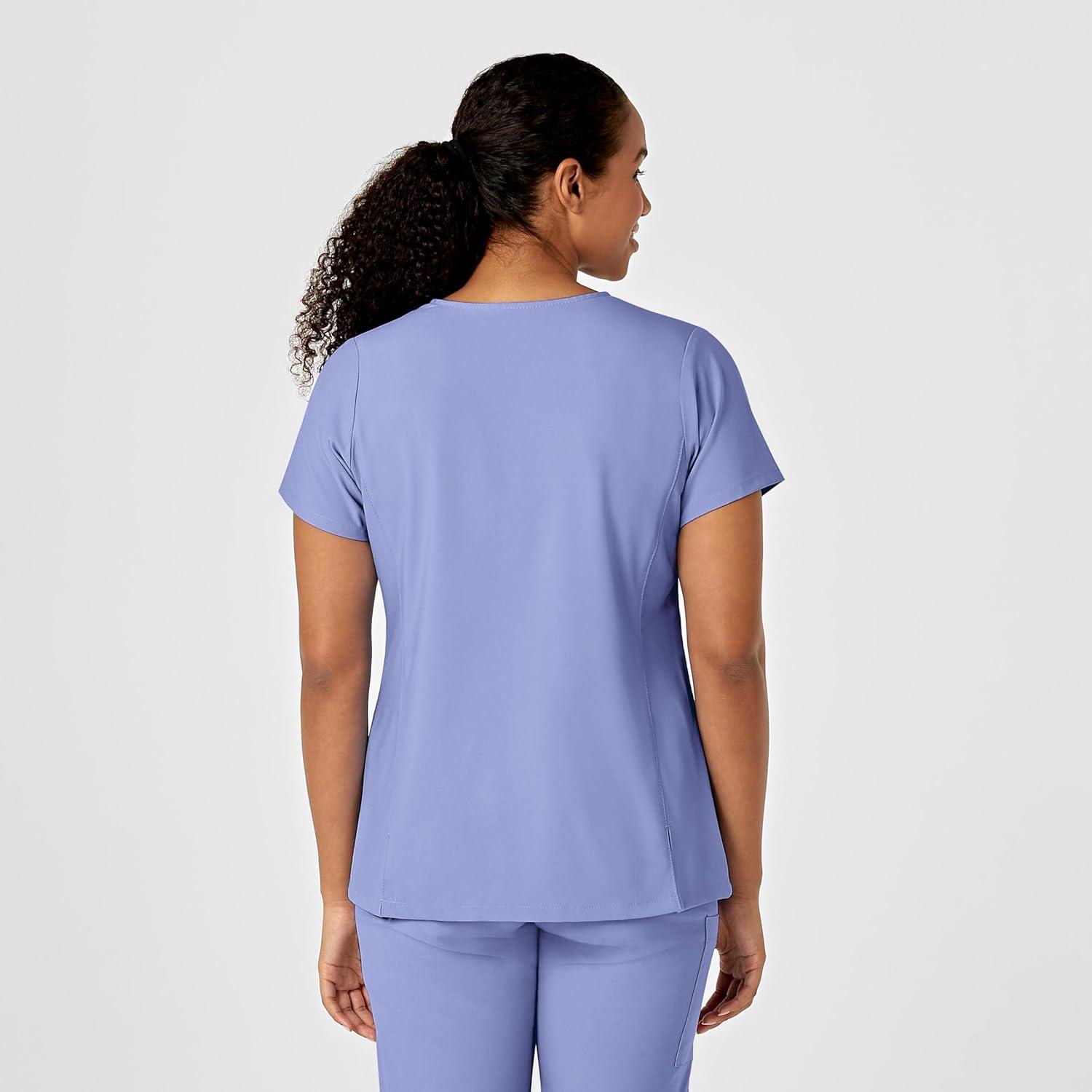 WonderWink Womens Y-Neck Wrap Top(Ceil Blue)