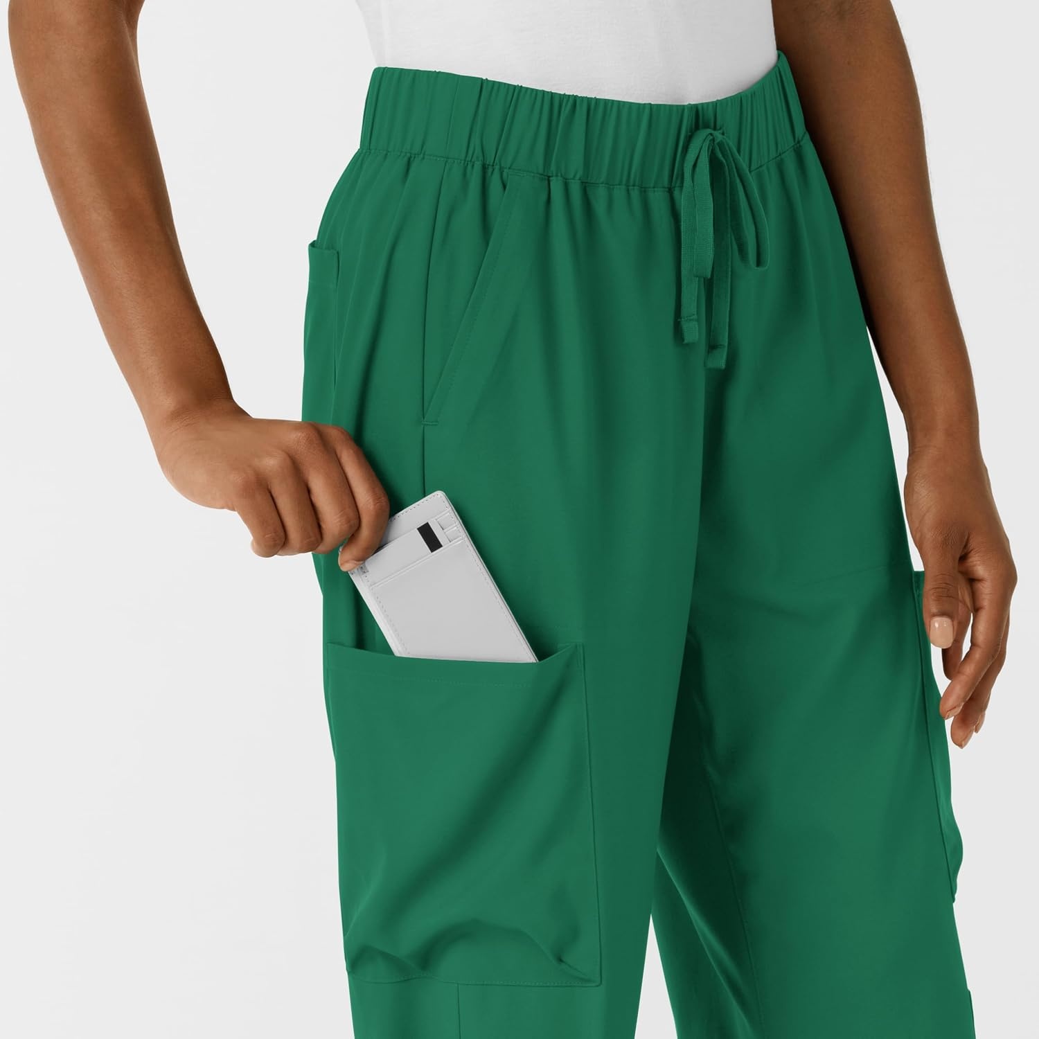 Wink Scrubs for Women, Boundless, Classic Wide Leg Cargo Pants with Full Drawstring and 8 Pockets(Hunter)