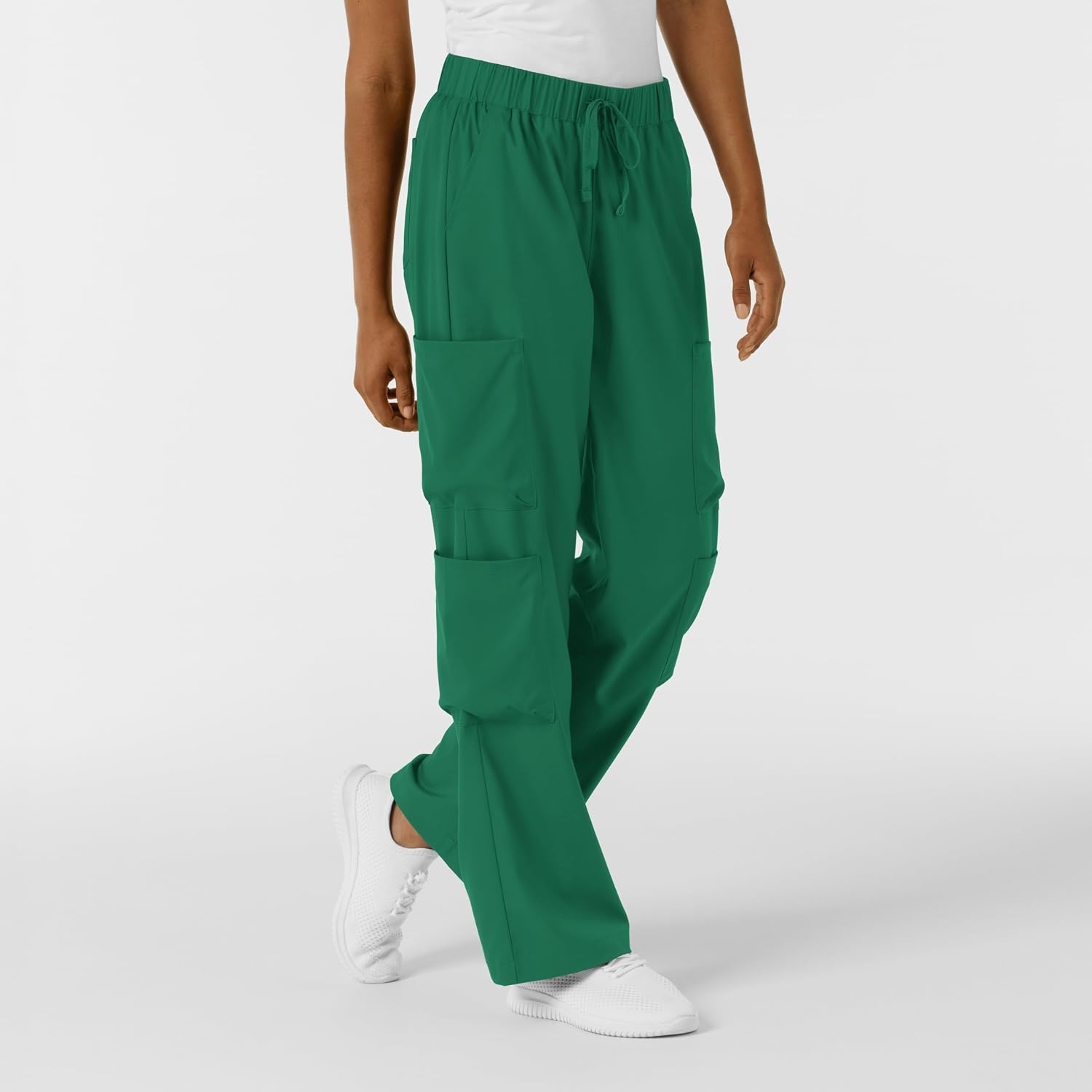 Wink Scrubs for Women, Boundless, Classic Wide Leg Cargo Pants with Full Drawstring and 8 Pockets(Hunter)