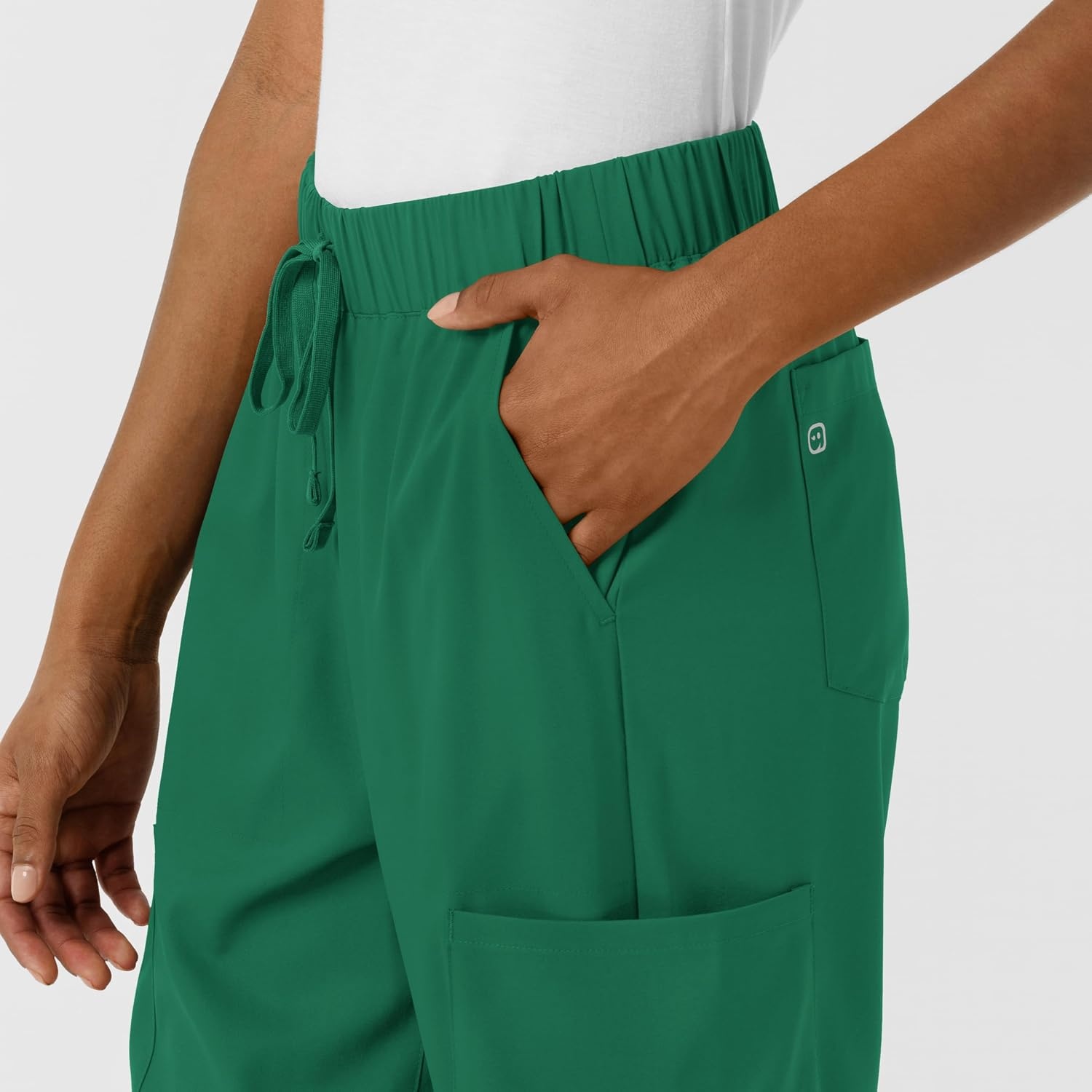 Wink Scrubs for Women, Boundless, Classic Wide Leg Cargo Pants with Full Drawstring and 8 Pockets(Hunter)