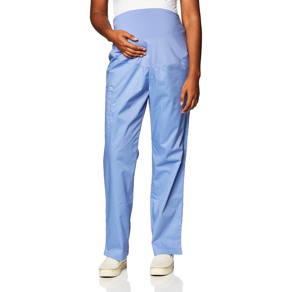 WonderWink Women’s Wonderwork Scrubs for Maternity Cargo Scrub Pants(Ceil Blue)