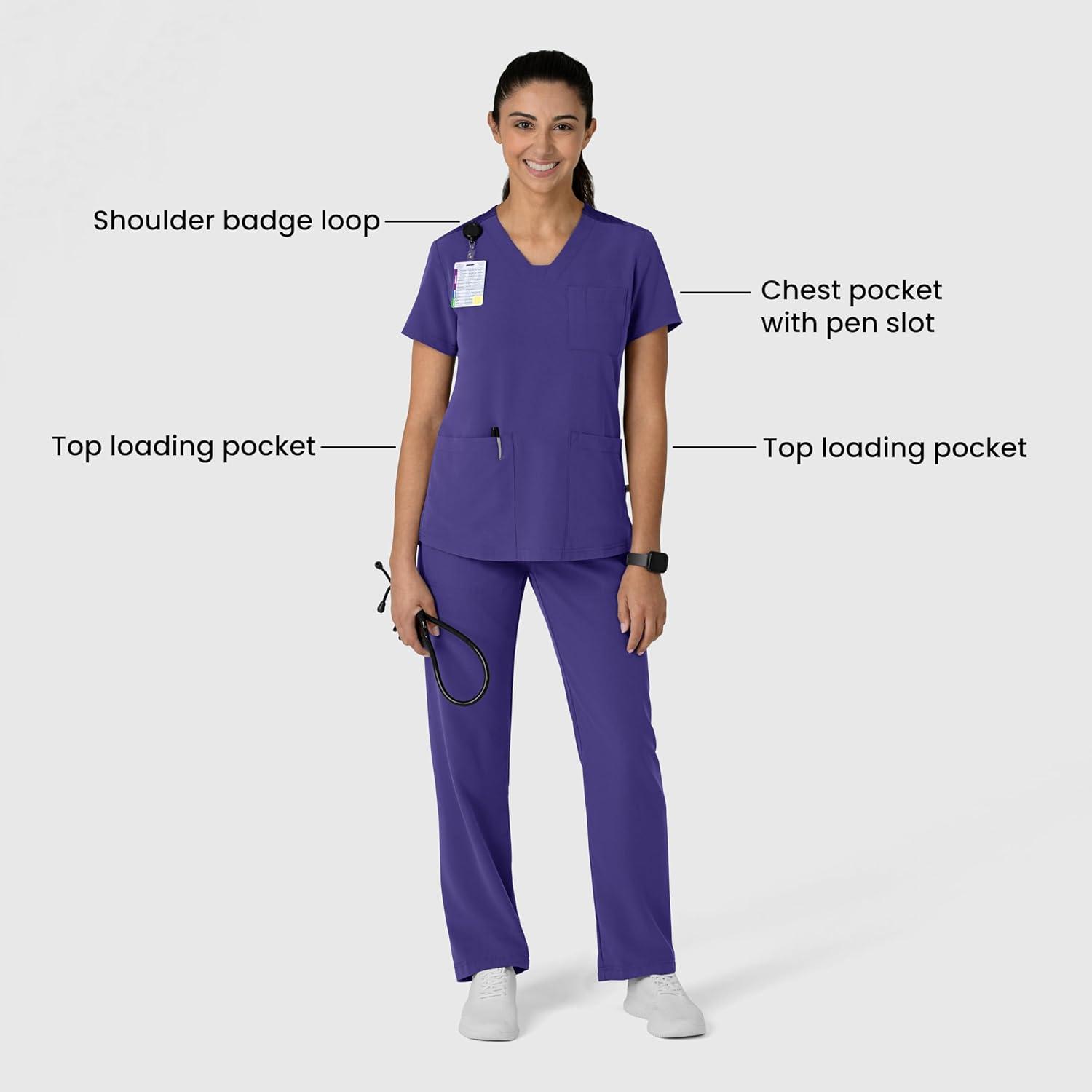 Wink Women’s Women’s Flex-n-Reach V-Neck Scrub Top(Grape)