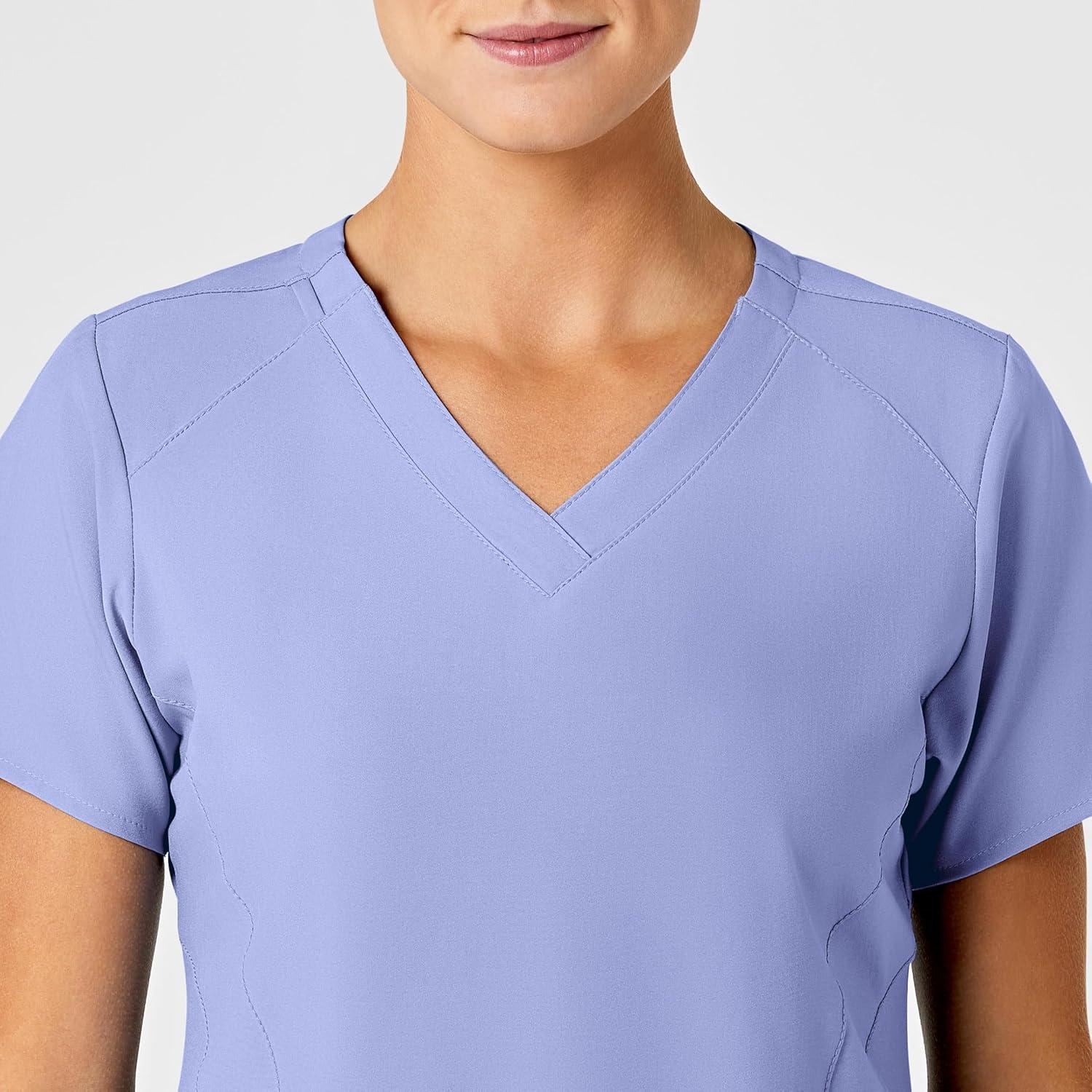 Wink Women’s Women’s Stylized V-Neck Scrub Top(Caribbean Blue)