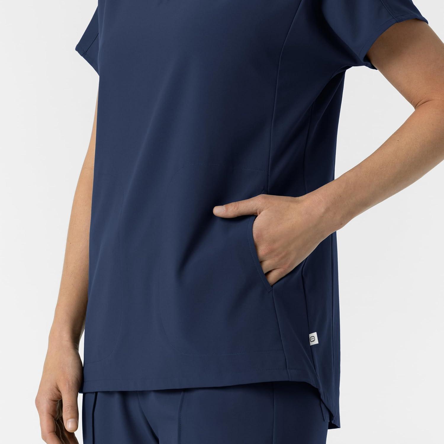 Wink Women’s Women’s V-Neck Tunic Scrub Top(Navy)