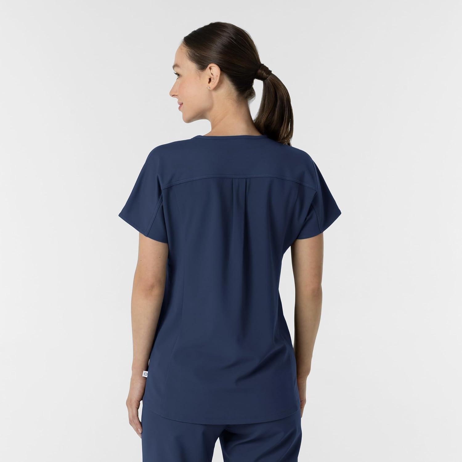 Wink Women’s Women’s V-Neck Tunic Scrub Top(Navy)