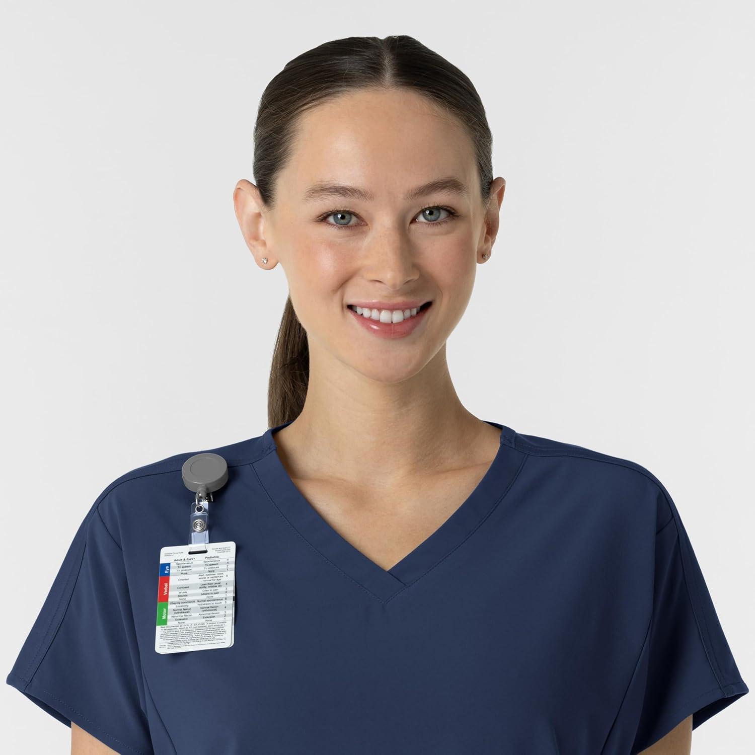 Wink Women’s Women’s V-Neck Tunic Scrub Top(Navy)