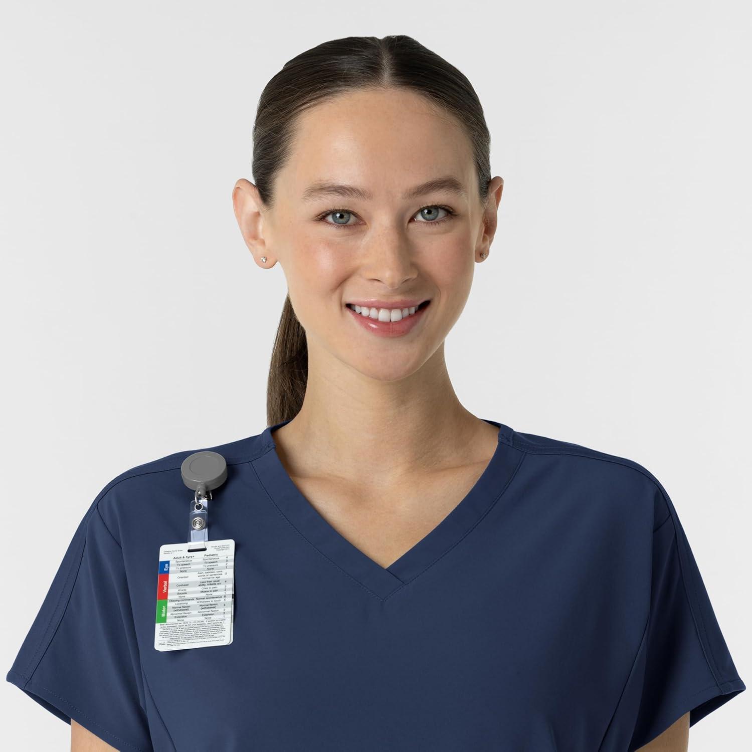 Wink Women’s Women’s V-Neck Tunic Scrub Top(Navy)