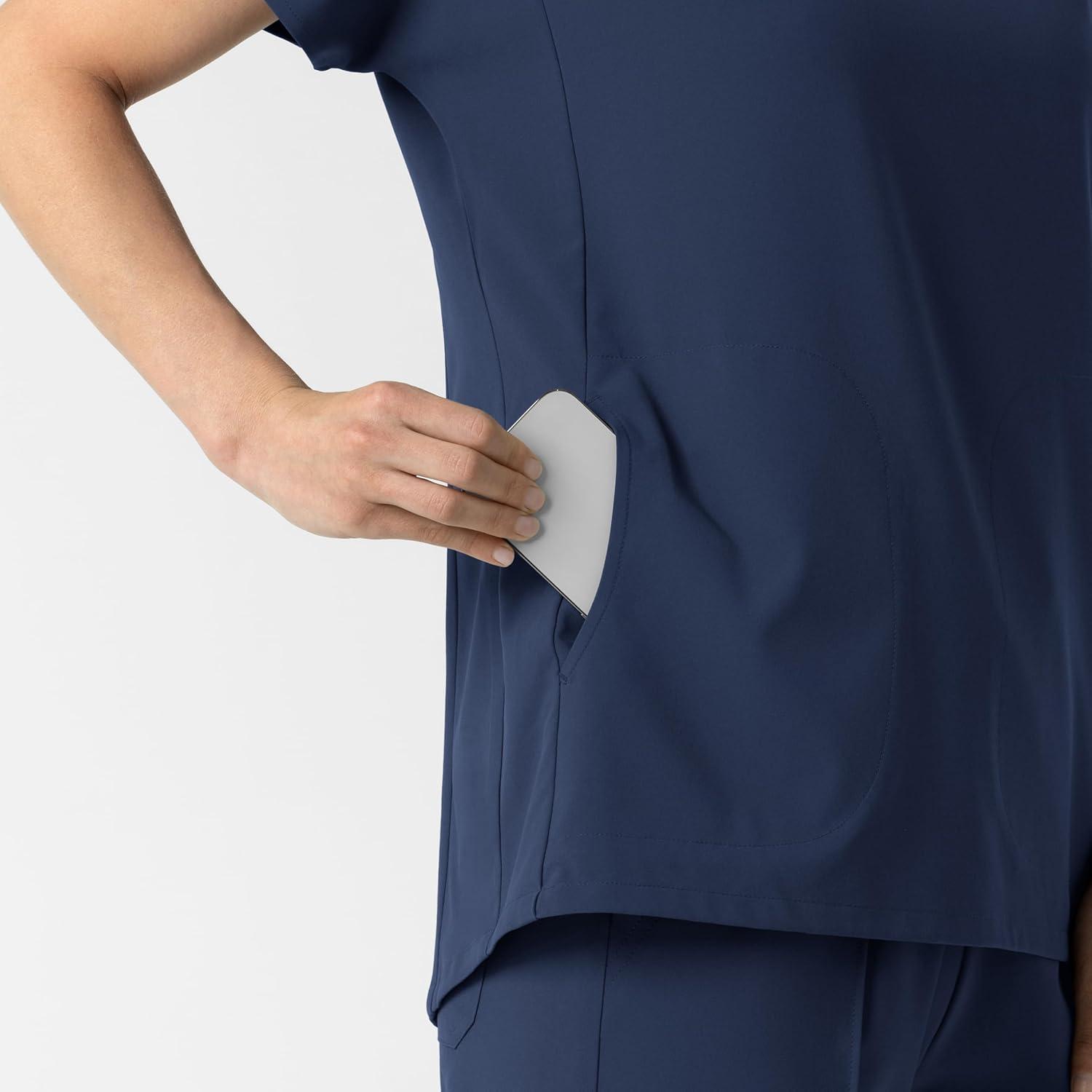 Wink Women’s Women’s V-Neck Tunic Scrub Top(Navy)