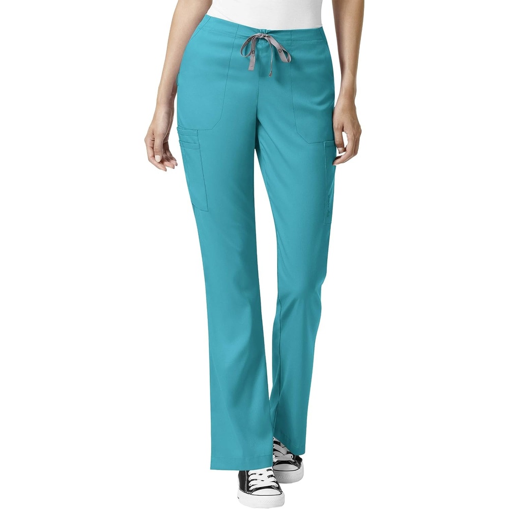 WonderWink Women’s Women’s Moderate Flare Leg Cargo Scrub Pant(Teal Blue)