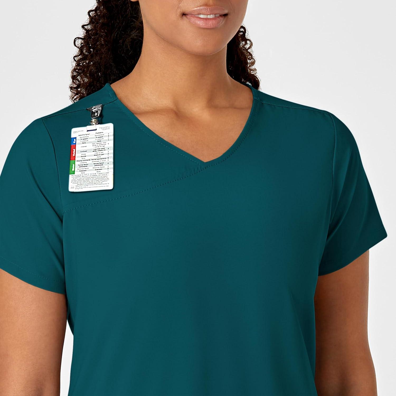 WonderWink Womens Y-Neck Wrap Top(Caribbean)