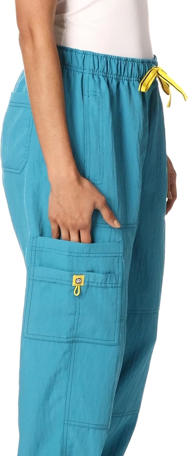 WonderWink Women’s Petite Four-Stretch Sporty Cargo Scrub Pant, Petite(Real Teal)