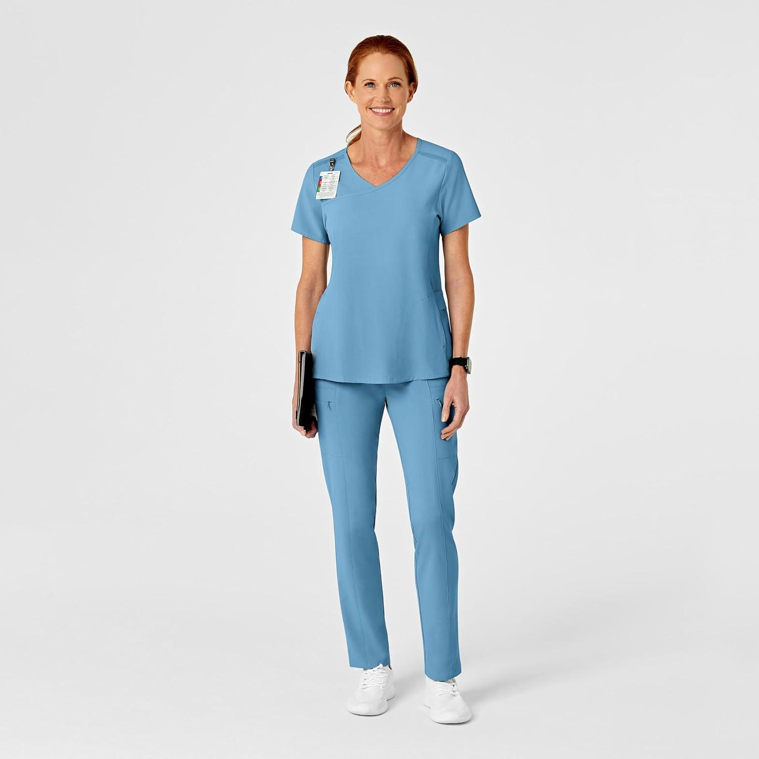 Wink Scrubs for Women, Renew, High-Waist Slim-Leg Pants with Drawstring and 5 Pockets(Bay Blue)