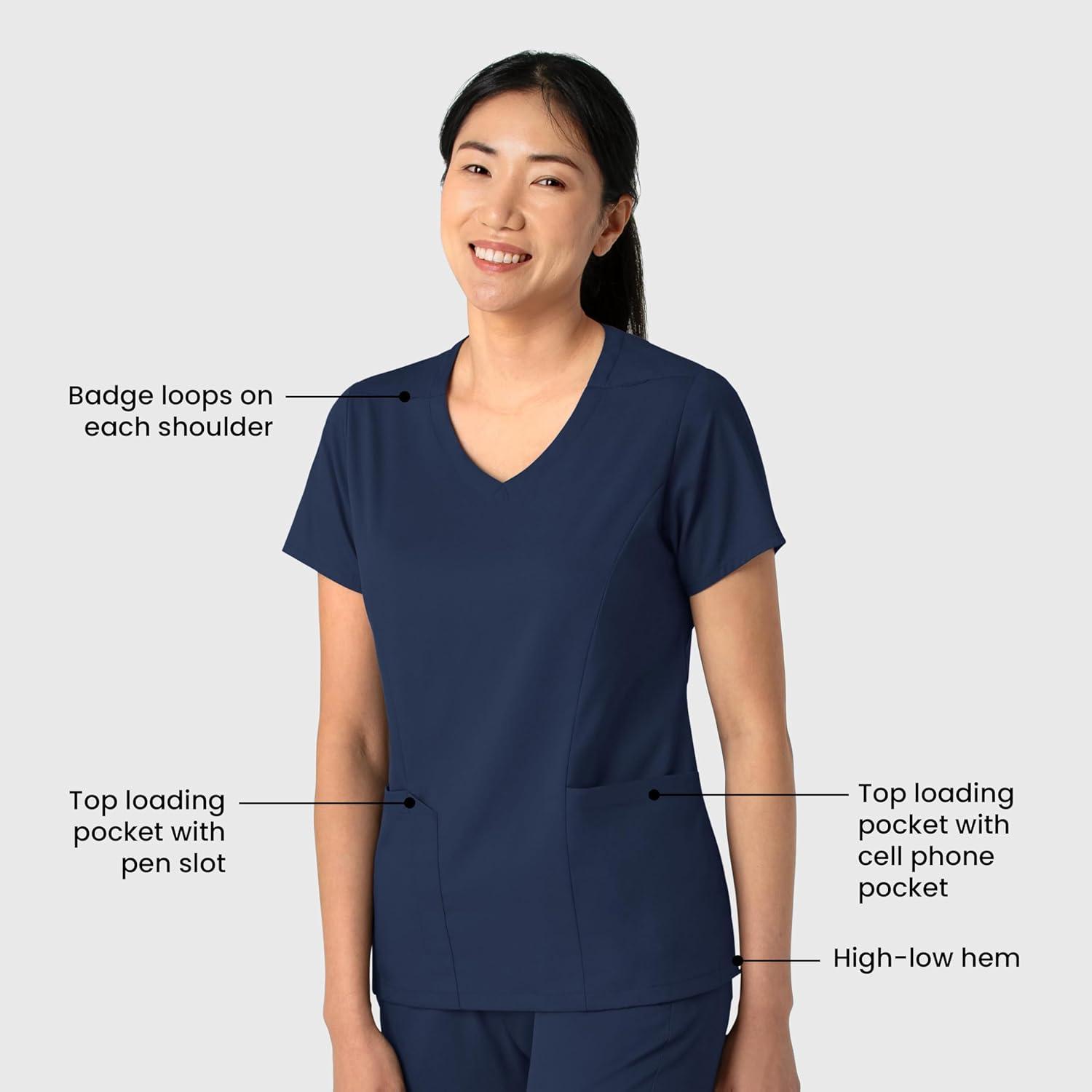 Wink Boundless Women’s 2-Pocket V-Neck Scrub Top – Navy, 2X