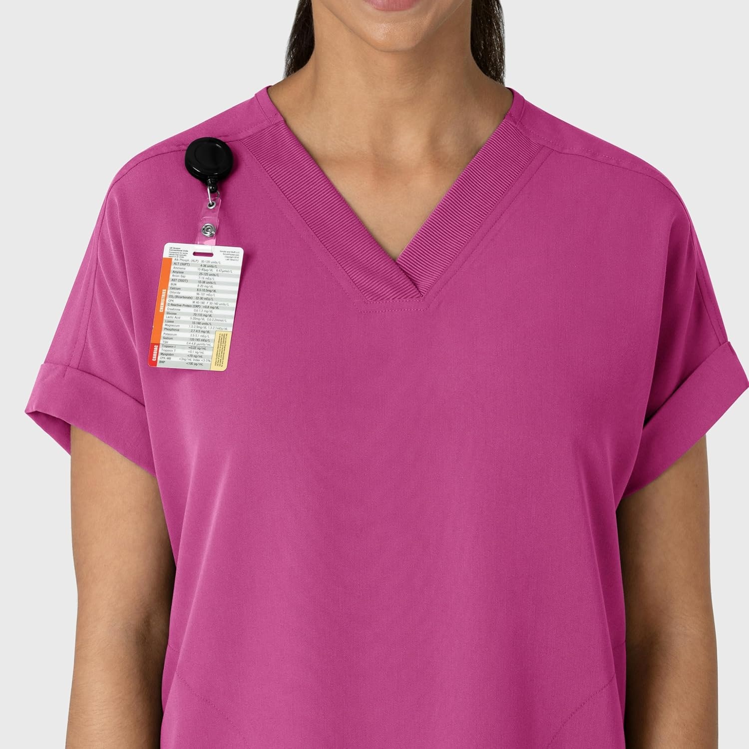 Wink Nova Women’s Drop Shoulder Boxy Scrub Top, Raspberry, XS