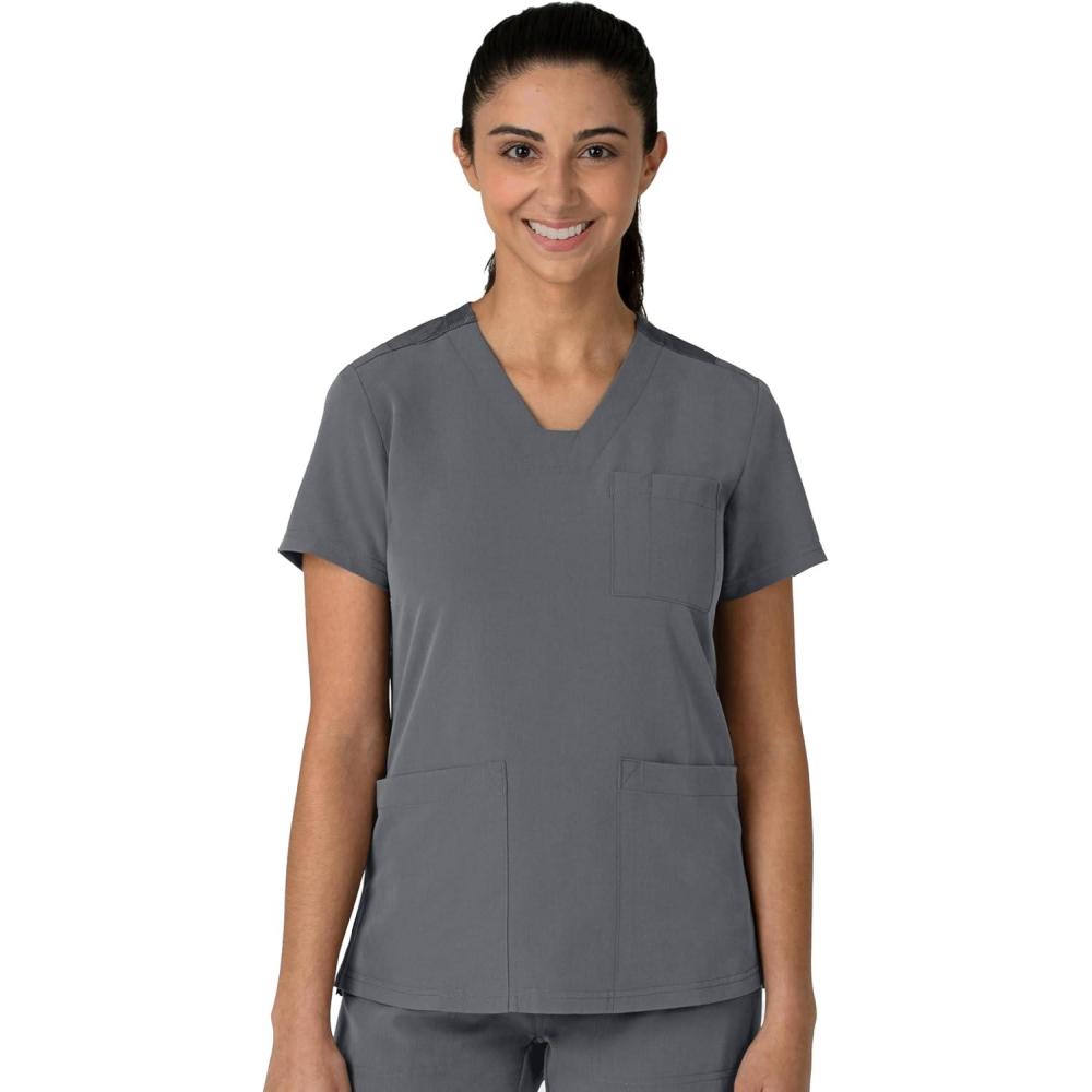 Wink Women’s Women’s Flex-n-Reach V-Neck Scrub Top(Pewter)
