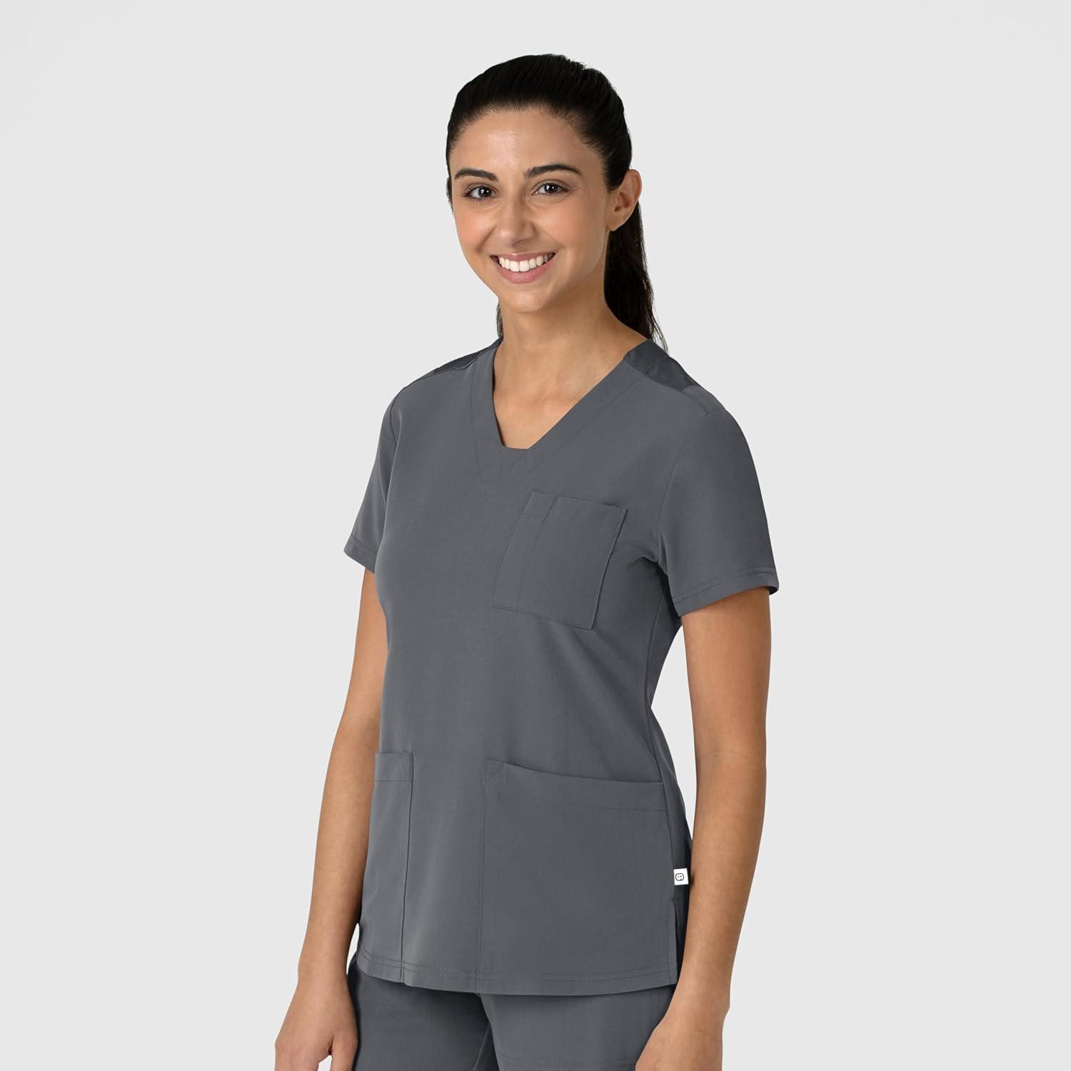 Wink Women’s Women’s Flex-n-Reach V-Neck Scrub Top(Pewter)