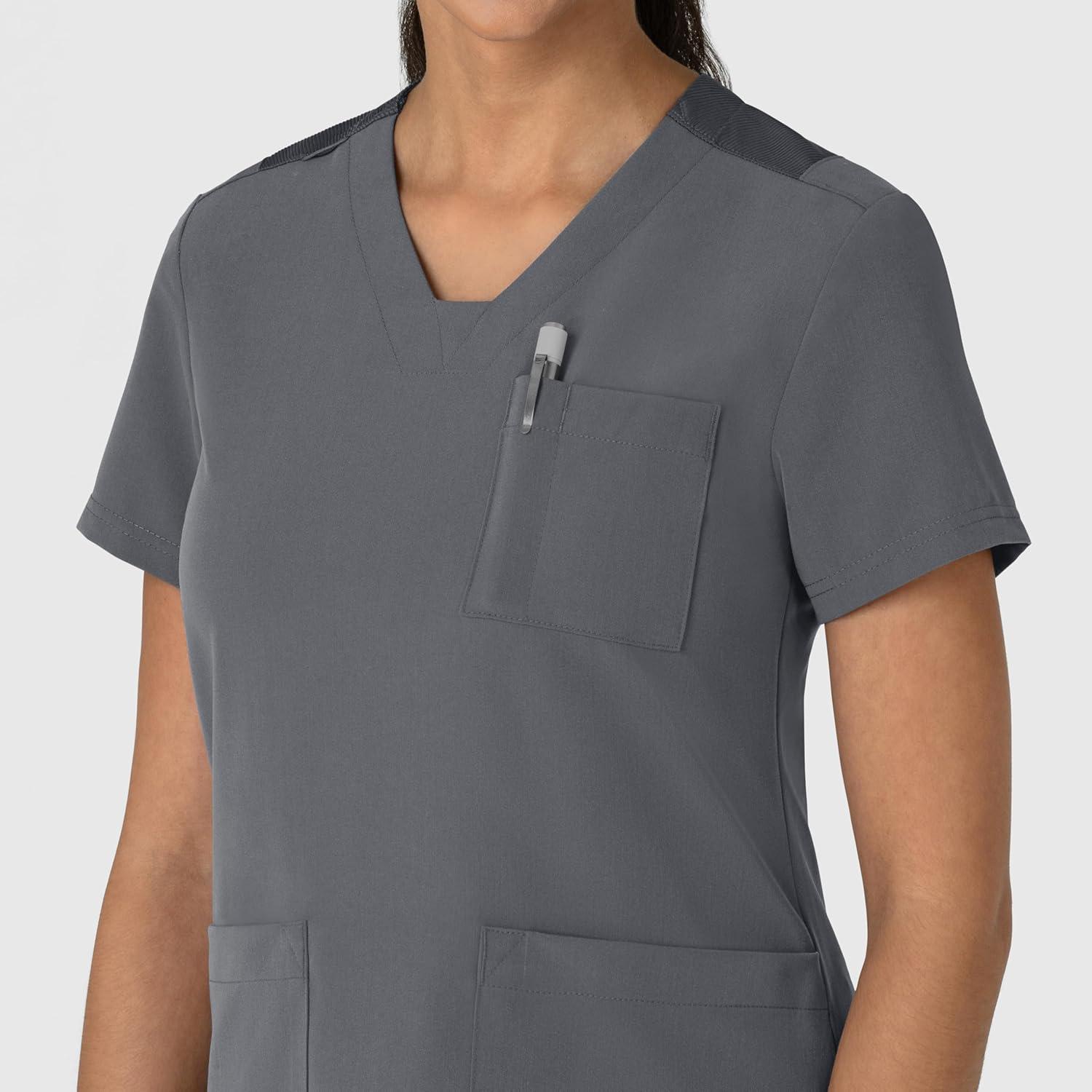 Wink Women’s Women’s Flex-n-Reach V-Neck Scrub Top(Pewter)