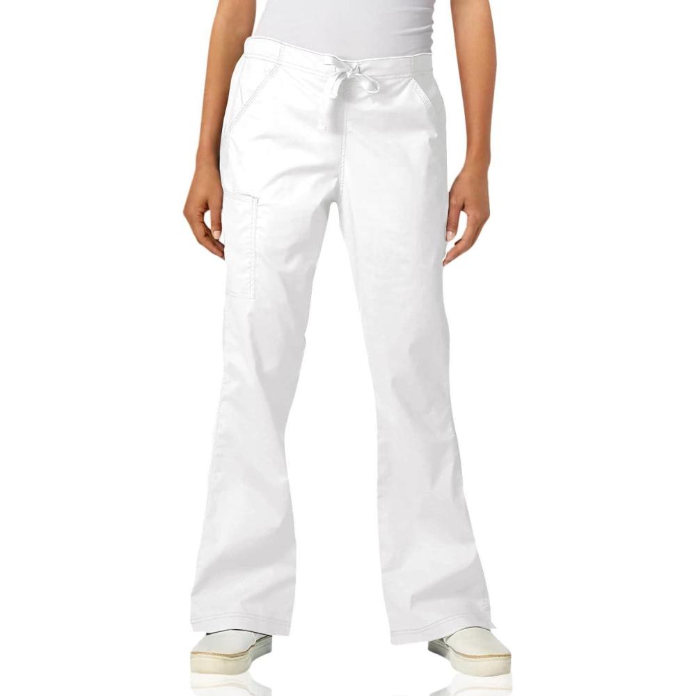 WonderWink Womens Grace Flare Leg Cargo PantMedical Scrubs Pants(True White)