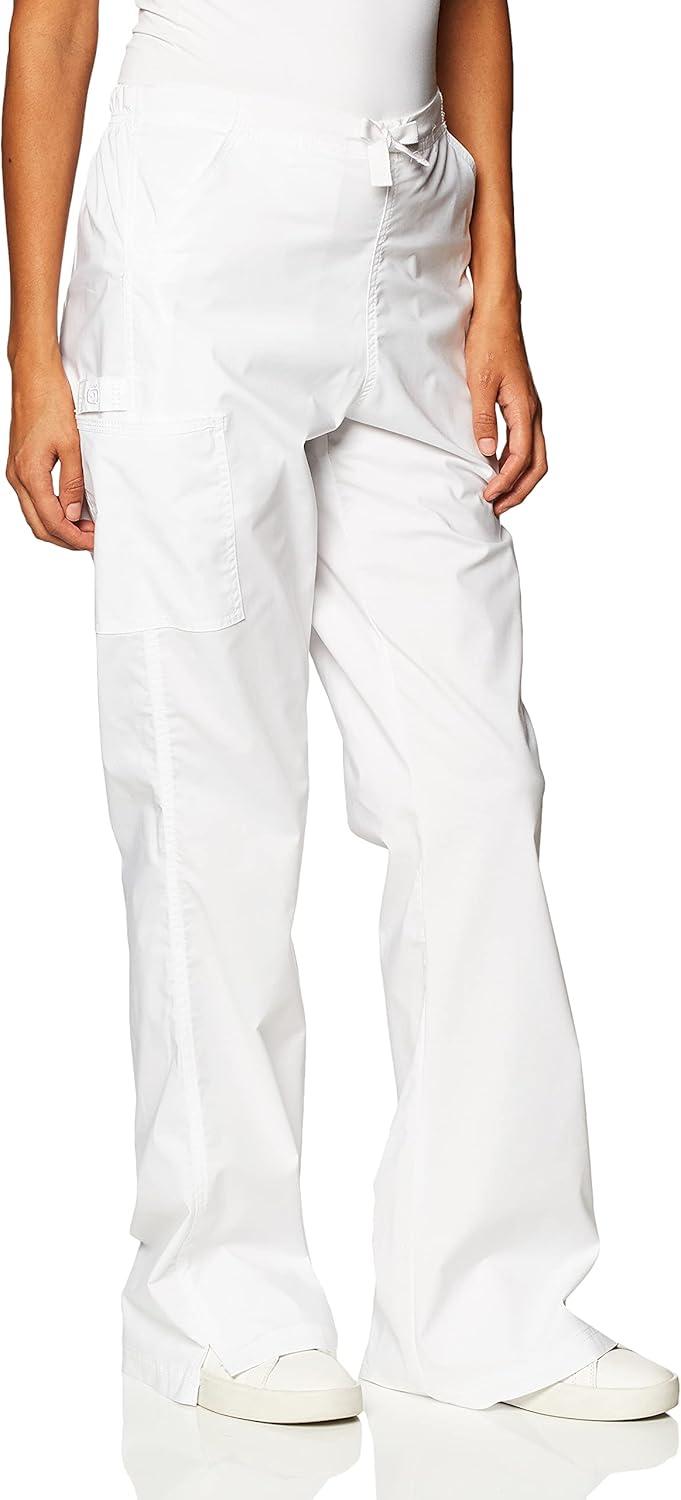 WonderWink Womens Grace Flare Leg Cargo PantMedical Scrubs Pants(True White)